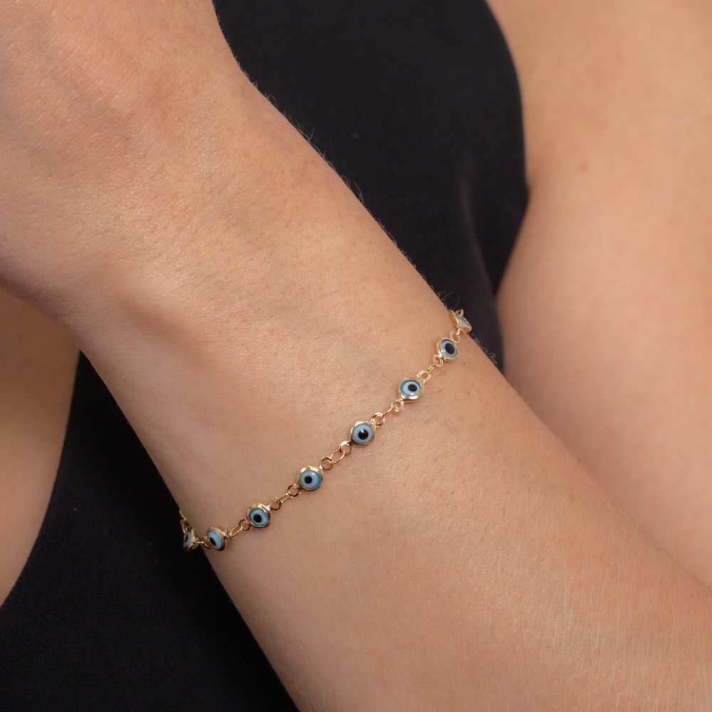 Pst-5205-Fo Pulseira Olho Grego Azul Escuro.