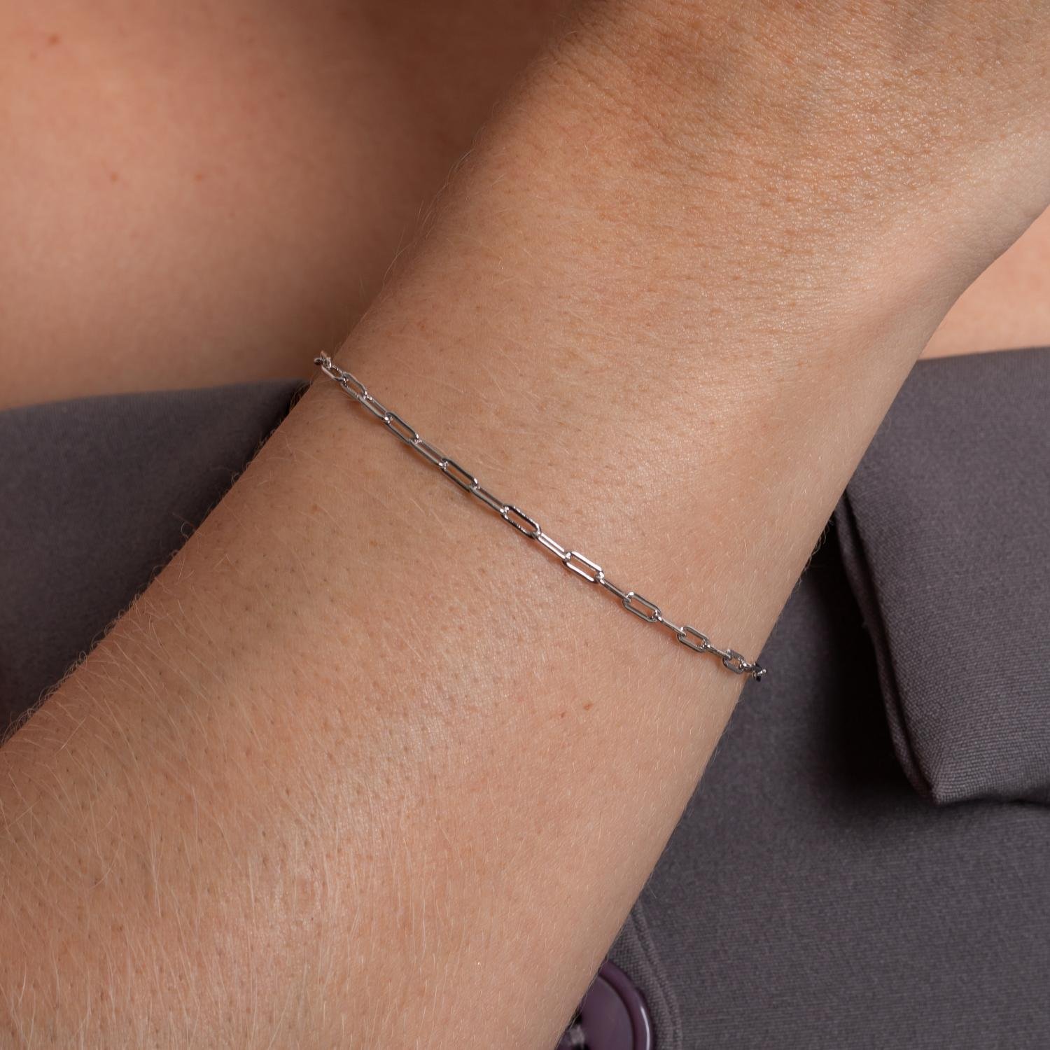 Pst-5213-Rd Pulseira De Elinhos - Ródio Branco.