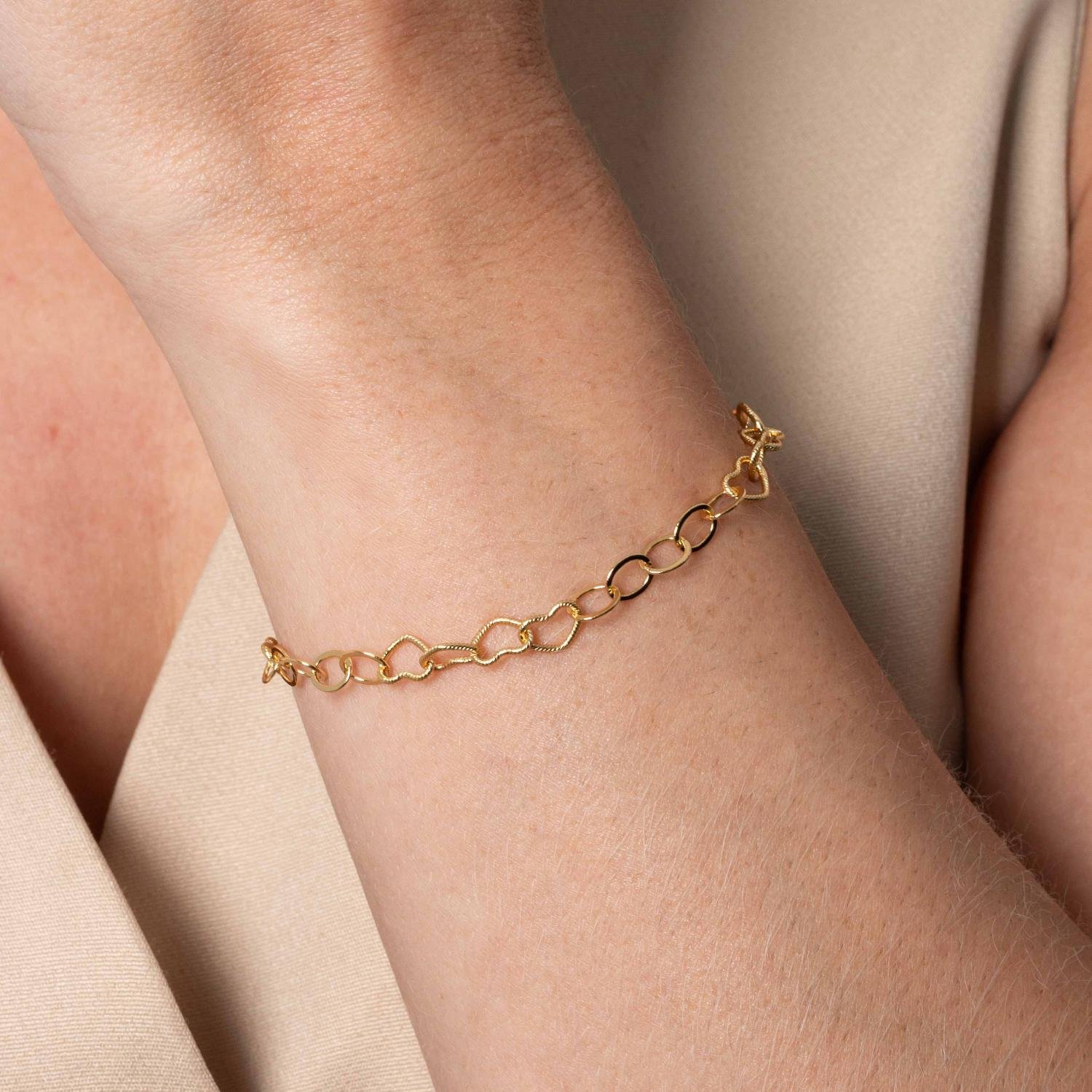 Pst-5226-Fo Pulseira De Elos Com Corações.