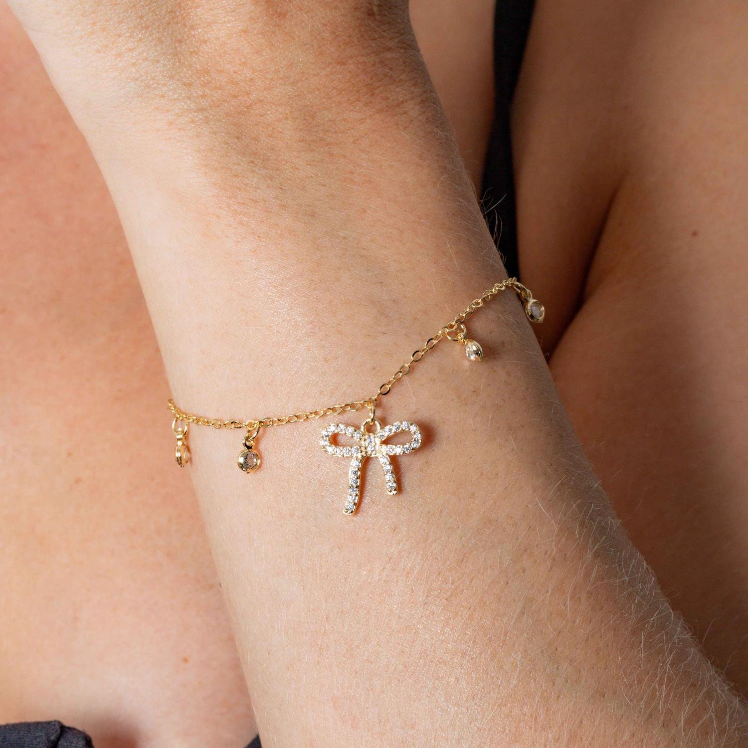 Pst-5248-Fo Pulseira Elinhos Com Laço E Zircônias Cristais.