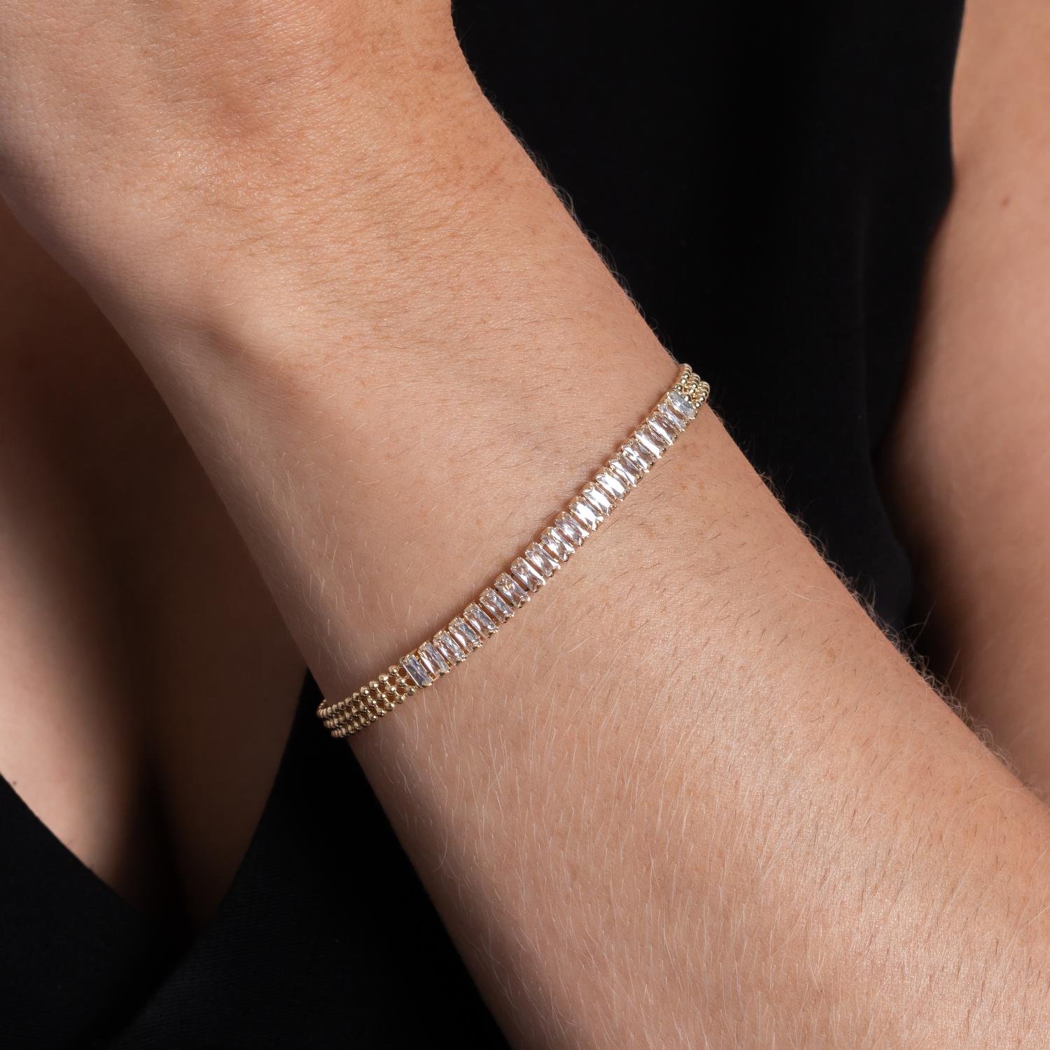 Pst-5252-Fo Pulseira Malha Cravejada De Zircônias Cristais.