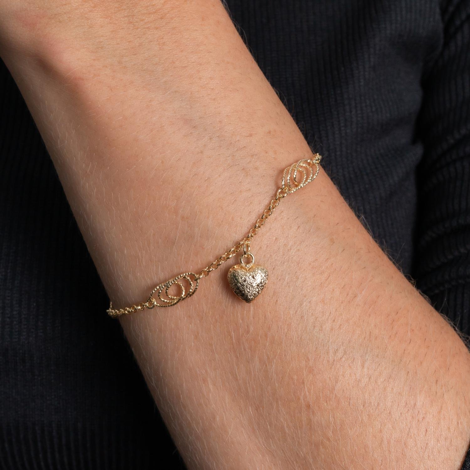 Pst-5253-Fo Pulseira Com Pingente De Coração Cristal.