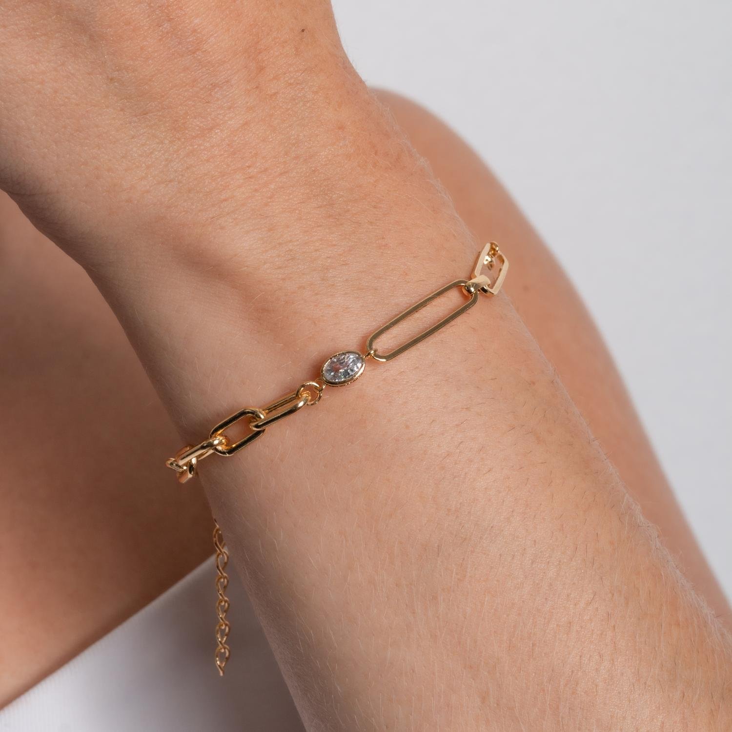 Pst-5267-Fo Pulseira De Elos E Zircônia Cristal.