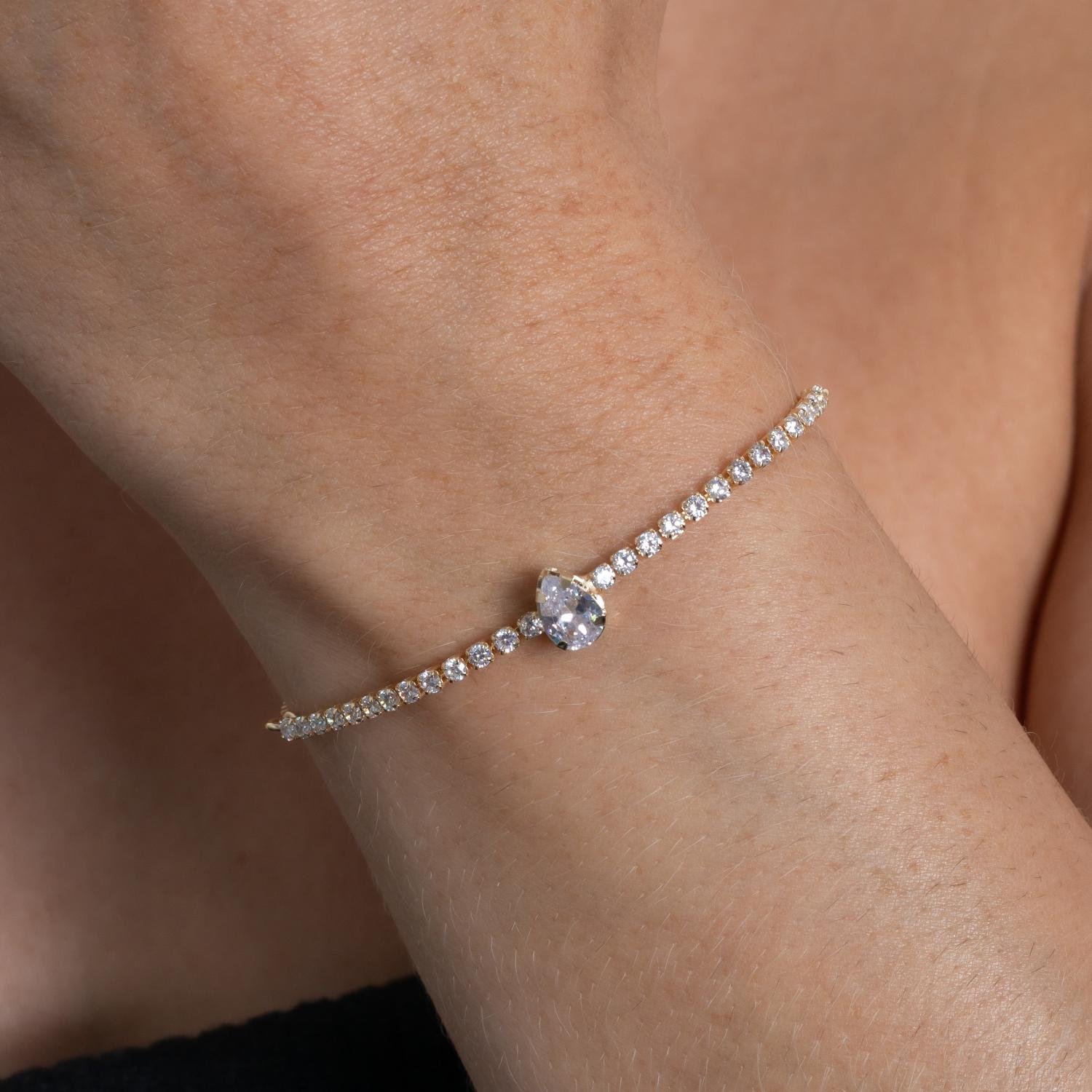 Pst-5286-Fo Pulseira Regulavel Cravejada De Zircônias Cristais.