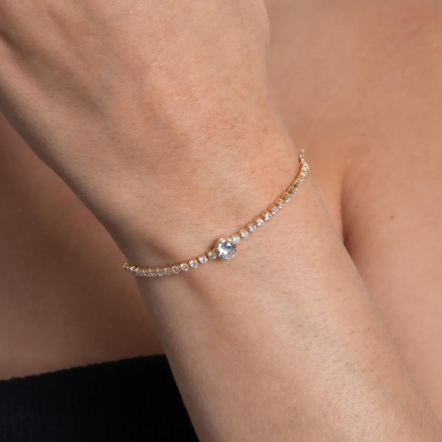 Pst-5288-Fo Pulseira Regulavel Cravejada De Zircônias Cristais.