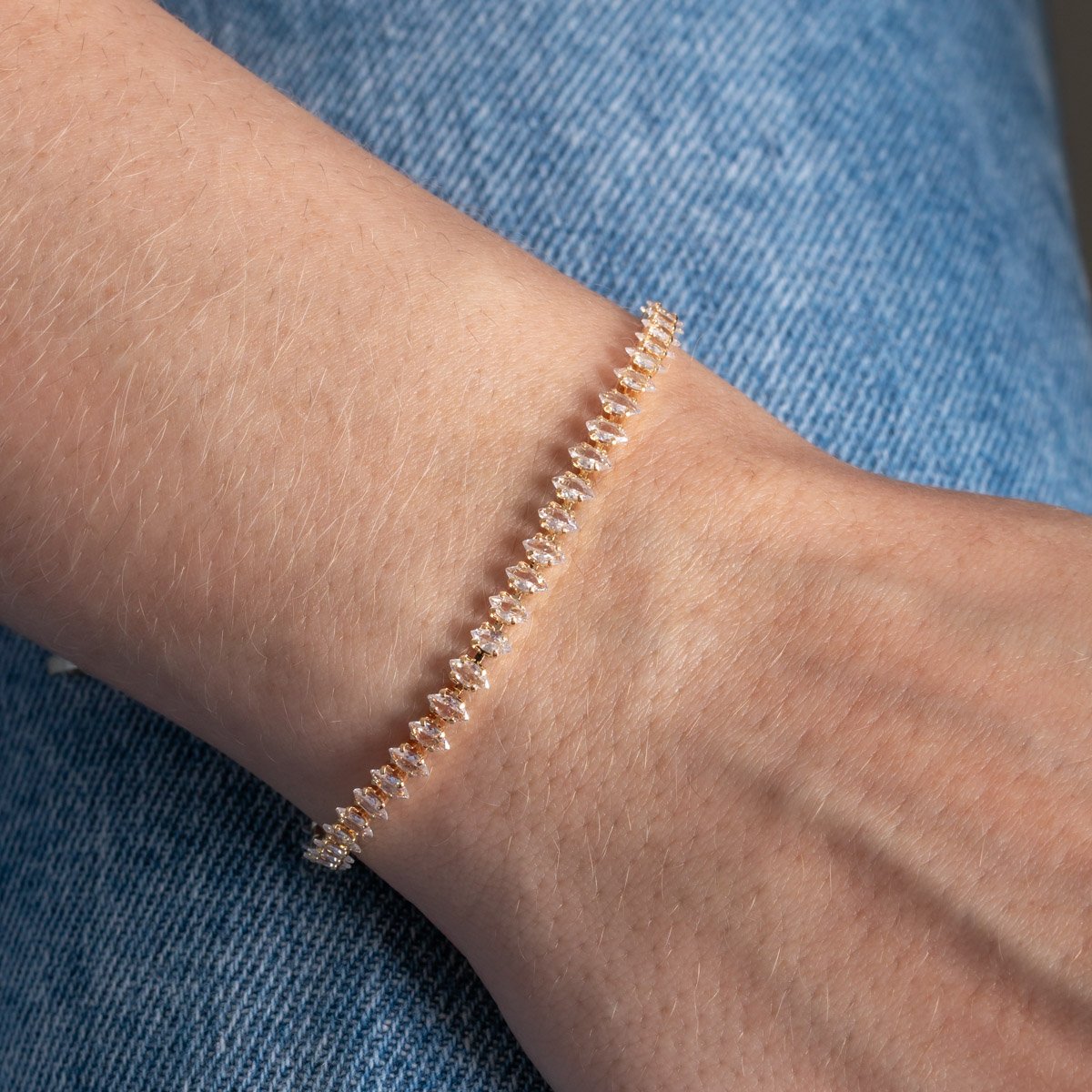 Pst-5301-Fo Pulseira Riviera Navete Cristal Com Fecho Gaveta.