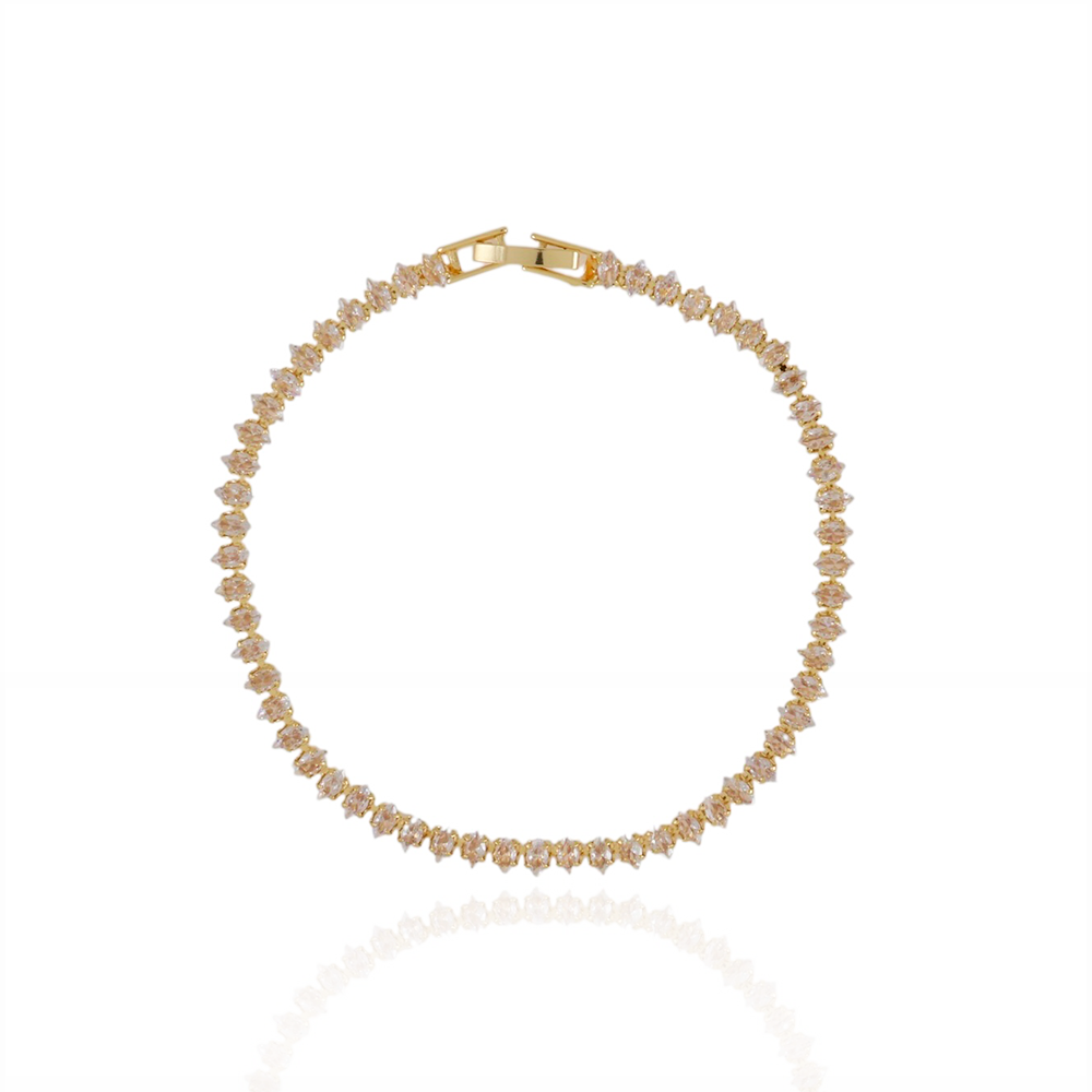Pst-5304-Fo Pulseira Riviera Gota Cristal Com Fecho Gaveta.