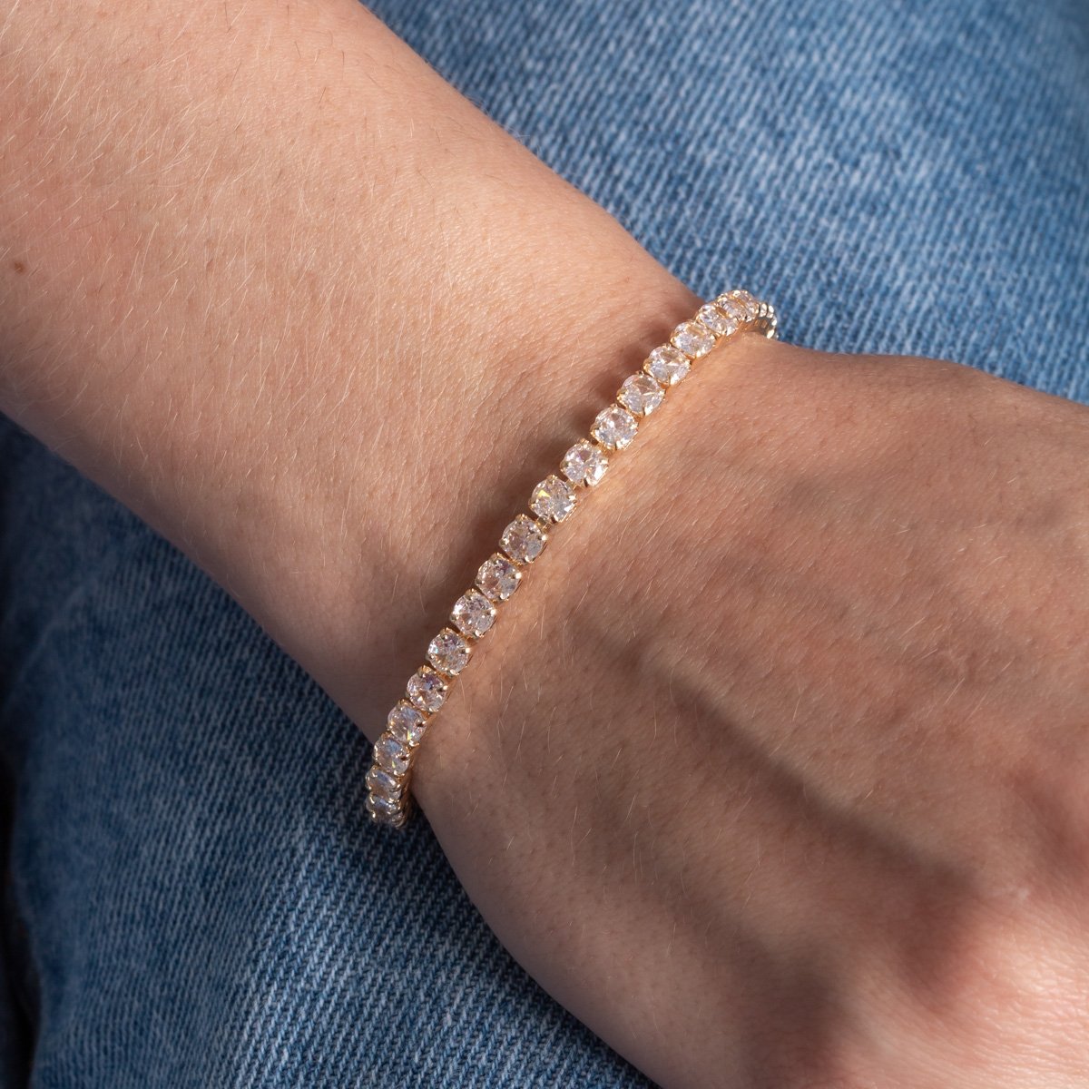 Pst-5305-Fo Pulseira Riviera Redondo Cristal Com Fecho Gaveta.