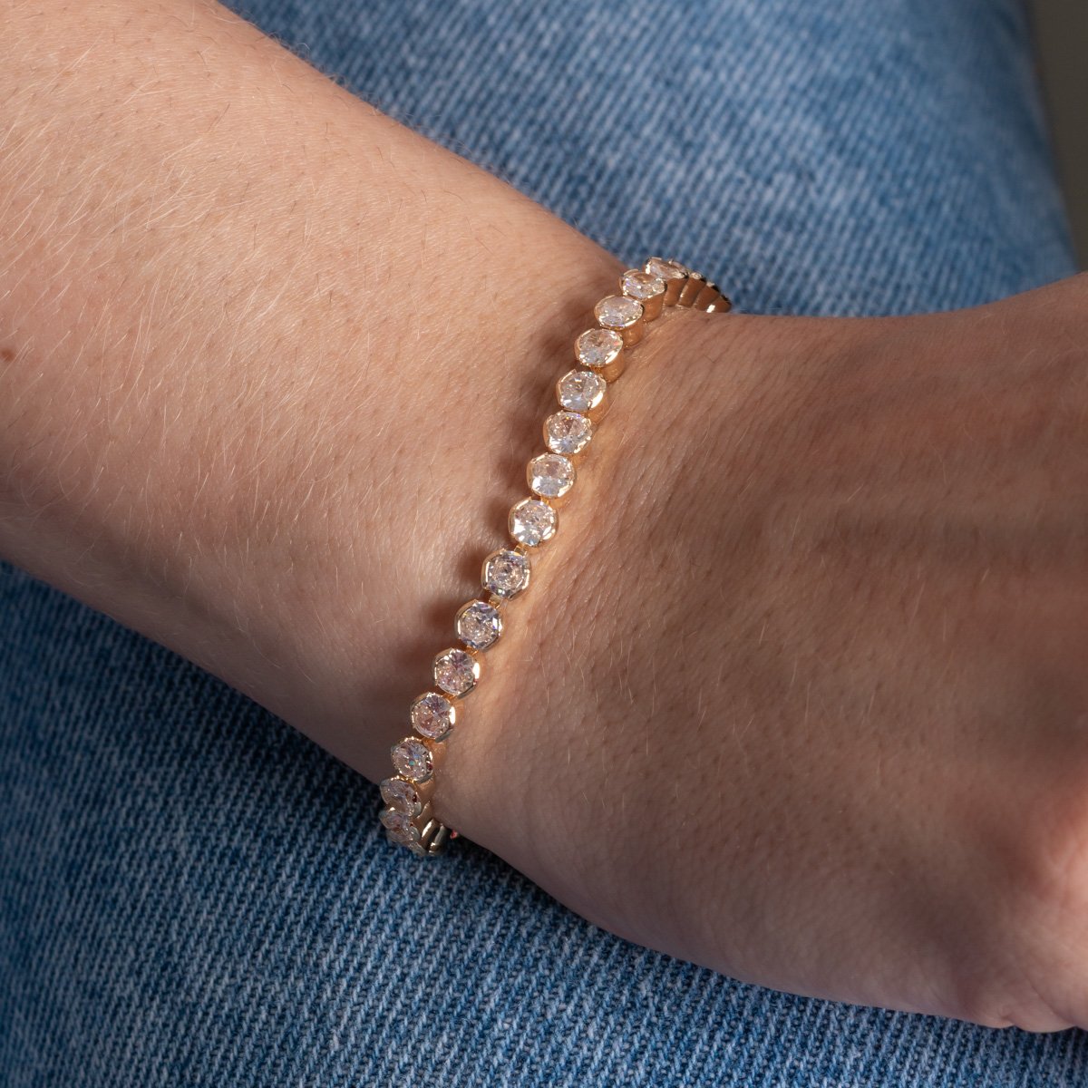 Pst-5306-Fo Pulseira Riviera Redonda Craistal Com Fecho Gaveta.