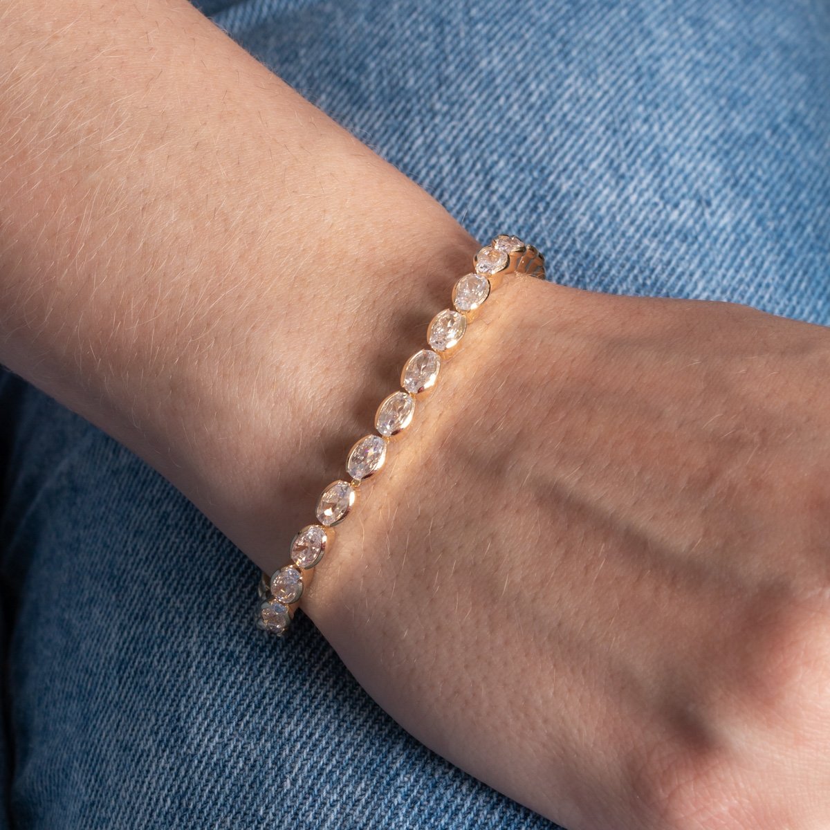 Pst-5307-Fo Pulseira Riviera Oval Cristal Com Fecho Gaveta.