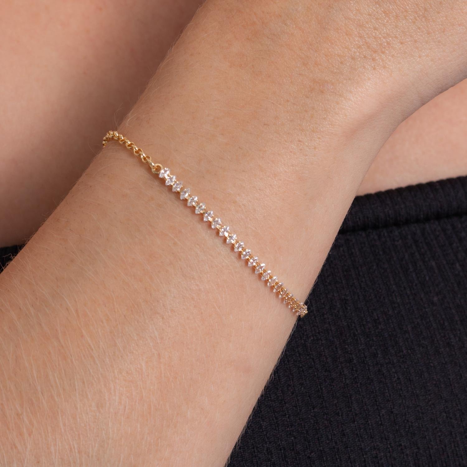 Pst-5315-Fo Pulseira De Mini Zircônias Navete Cristal.