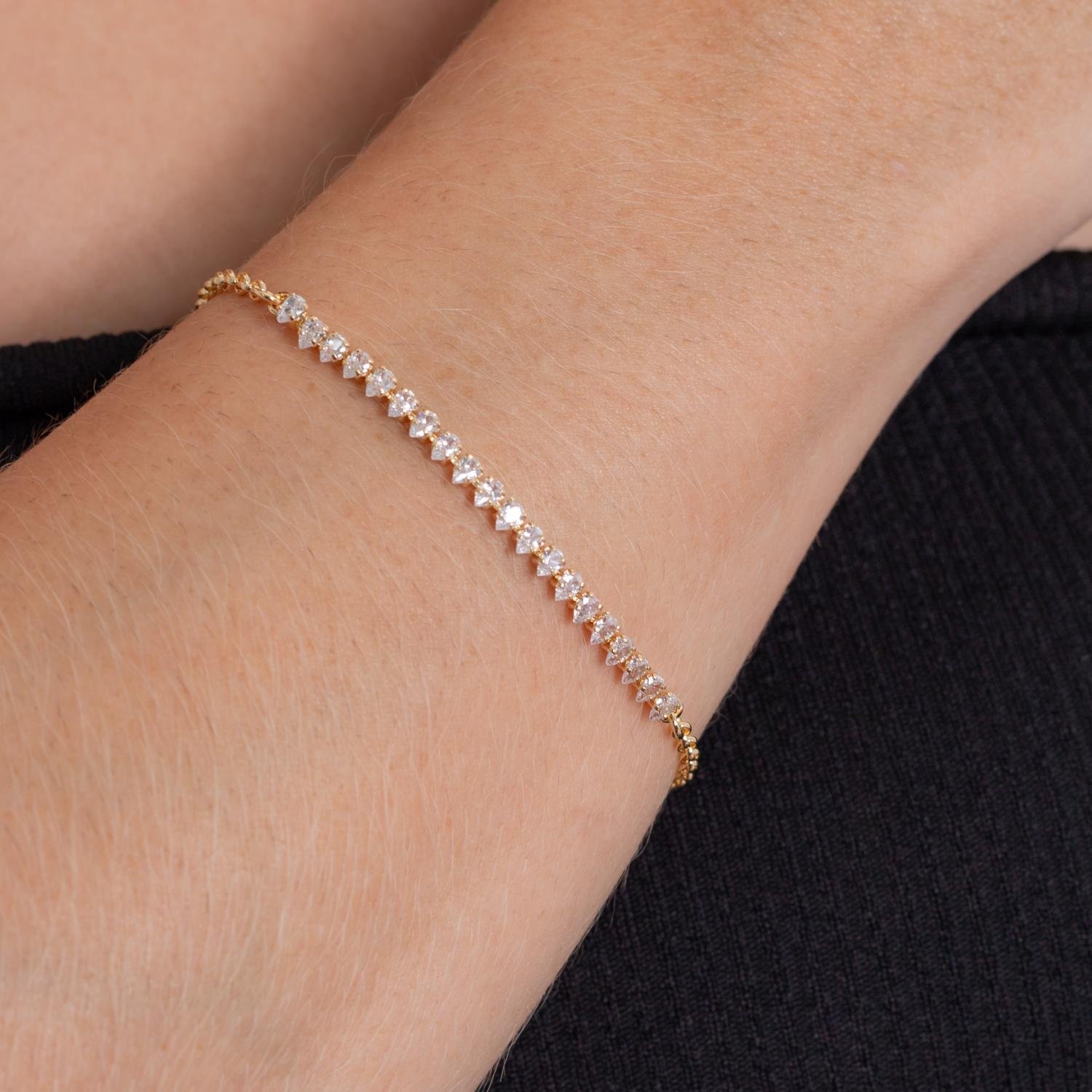 Pst-5316-Fo Pulseira Cravejada De Mini Gotas Zircônias Cristais.