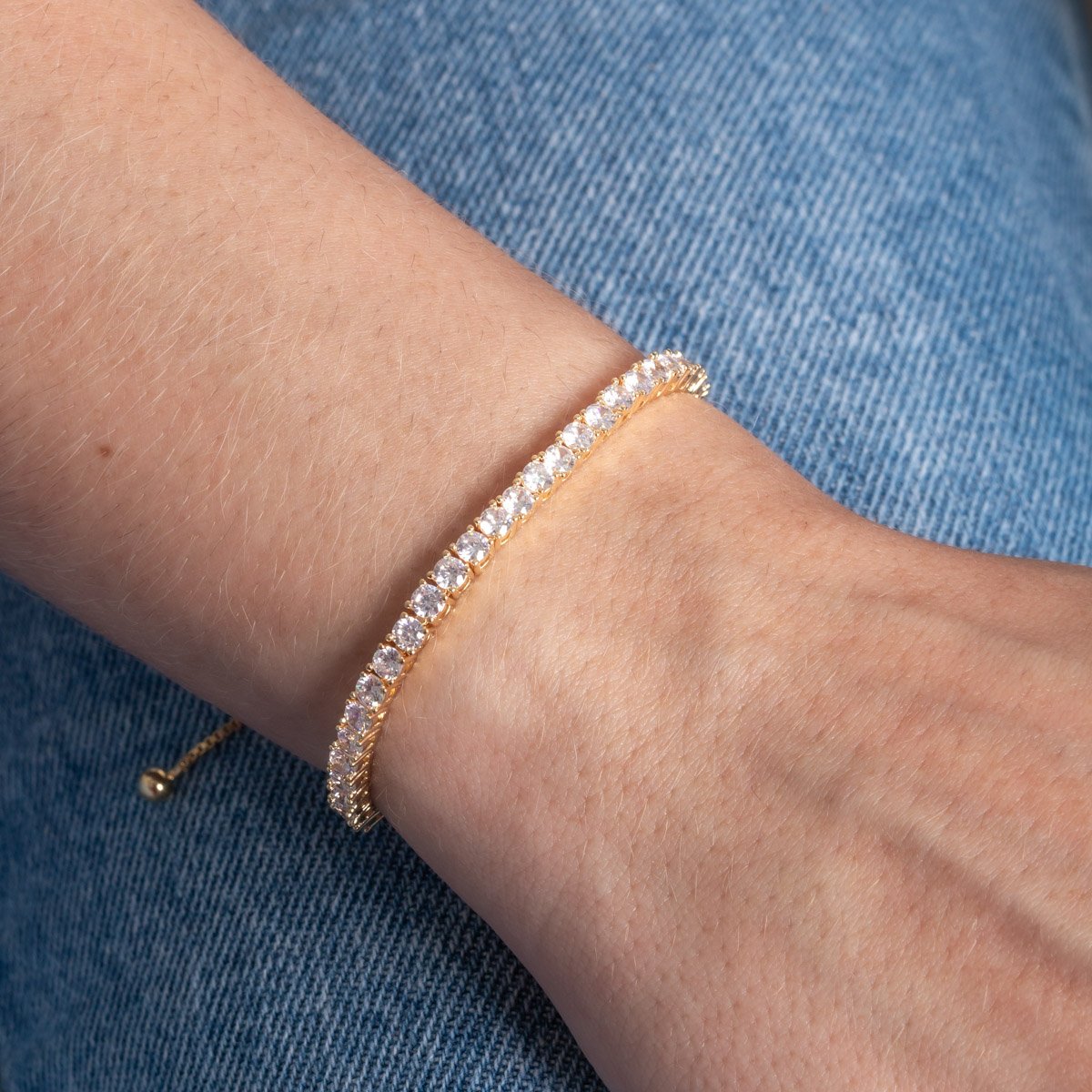 Pst-5323-Fo Pulseira Regulável Cravejada De Zircônias Cristais.