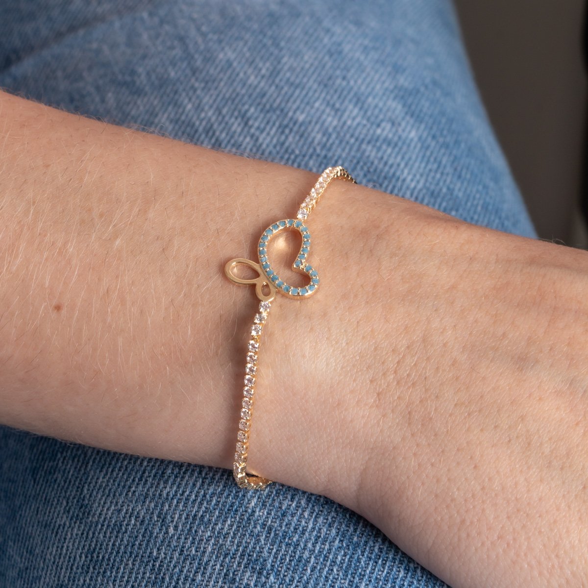 Pst-5326-Fo Pulseira Regulável De Borboleta Cravejada Cristal.