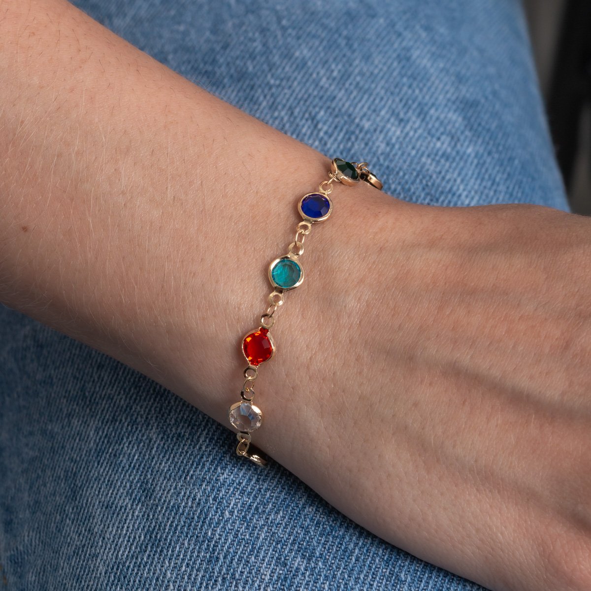 Pst-5337-Fo Pulseira Cravejada De Zircônias Coloridas.