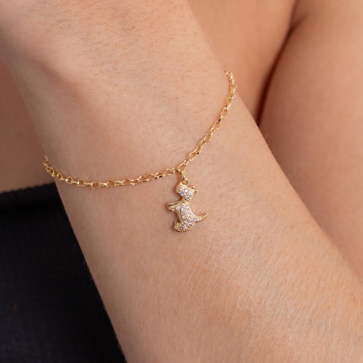 Pst-5348-Fo Pulseira De Elinhos Com Pingente De Cachorro Cristal.