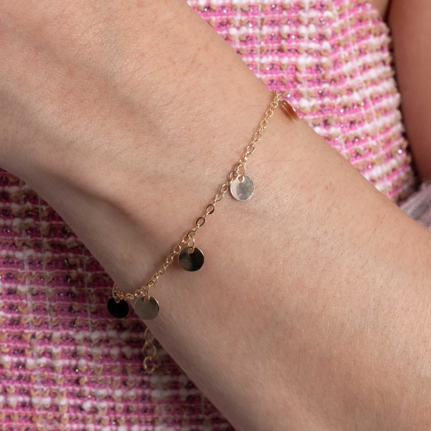 Pst-5351-Fo Pulseira De Elinhos Com Bolinhas Achatadas.