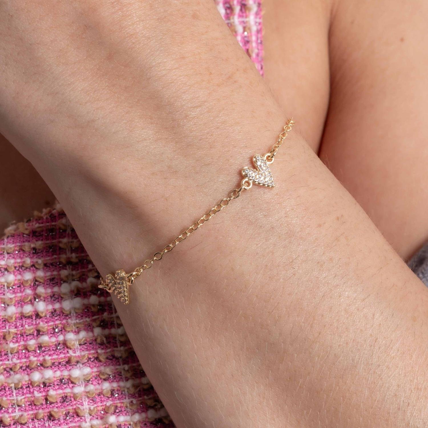 Pst-5352-Fo Pulseira De Corações Cravejados Cristais.&Nbsp;