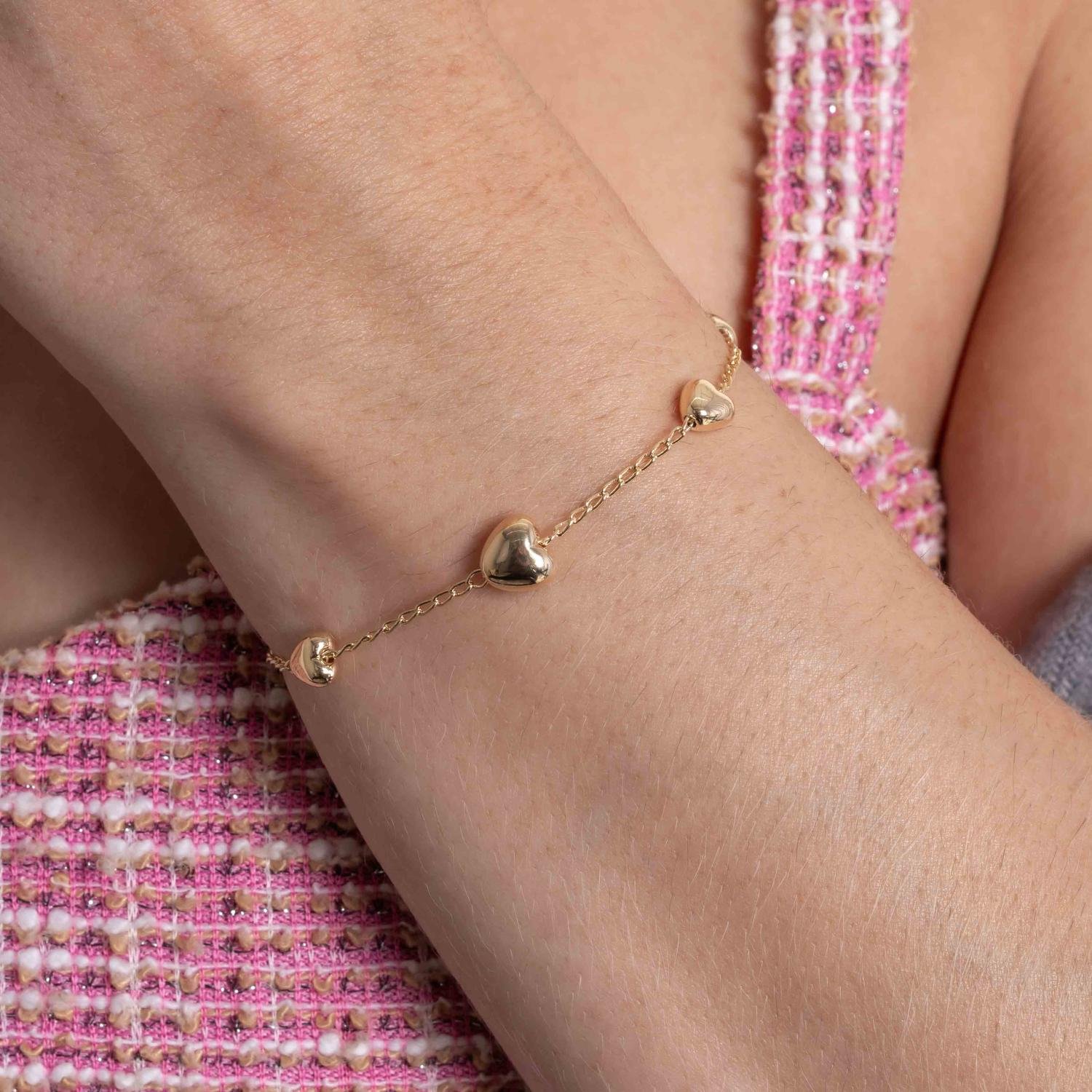 Pst-5353-Fo Pulseira Com Corações Lisos.