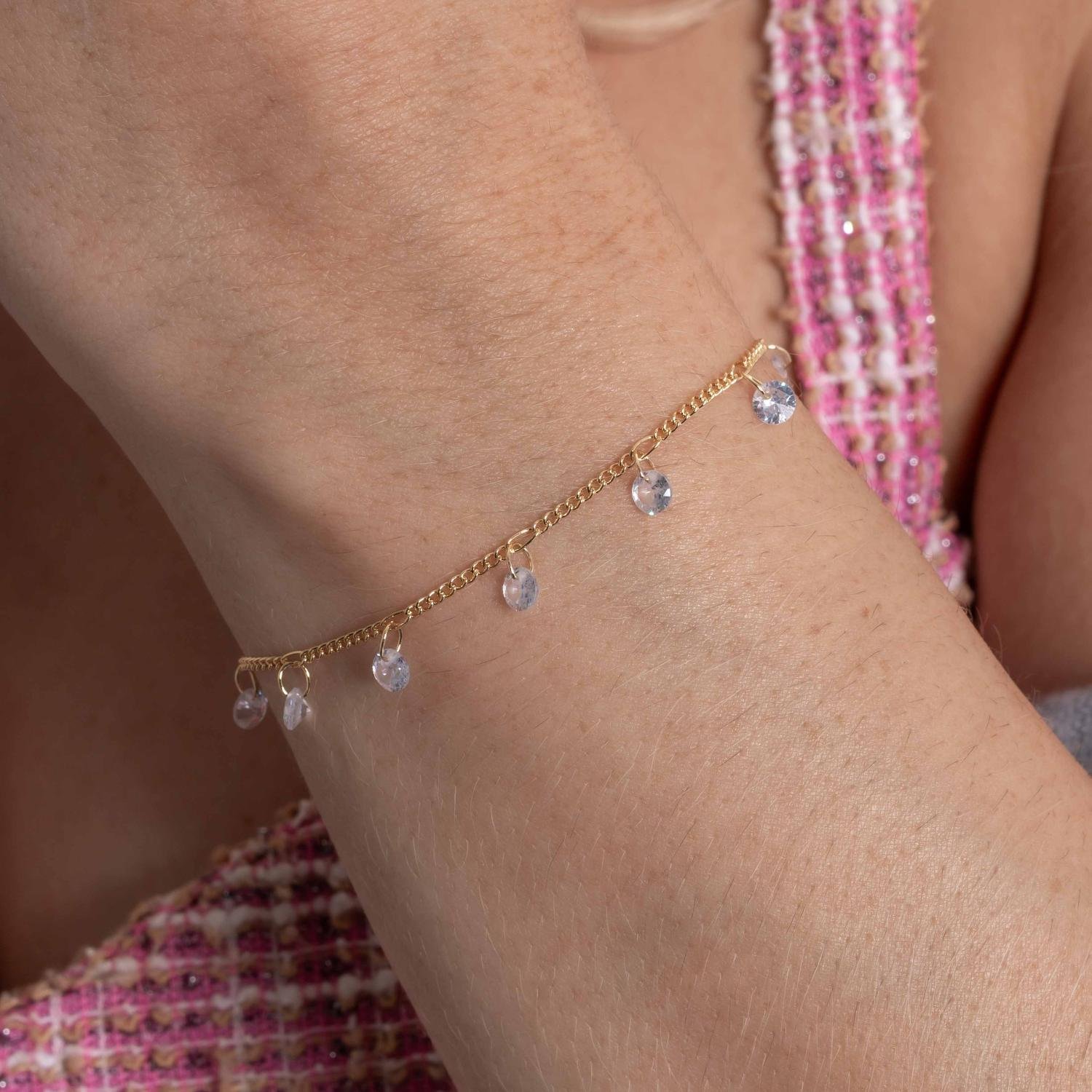 Pst-5356-Fo Pulseira Com Pingentes De Zircônias Cristais.