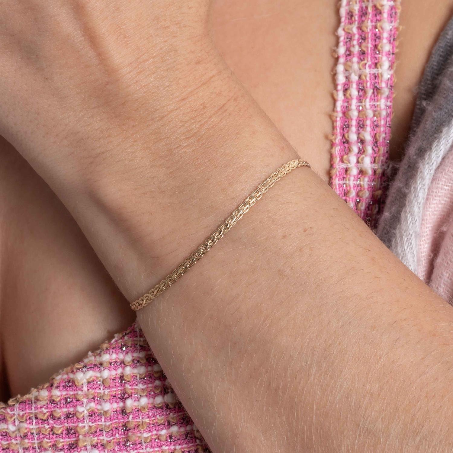 Pst-5366-Fo Pulseira De Elos Diamantados.