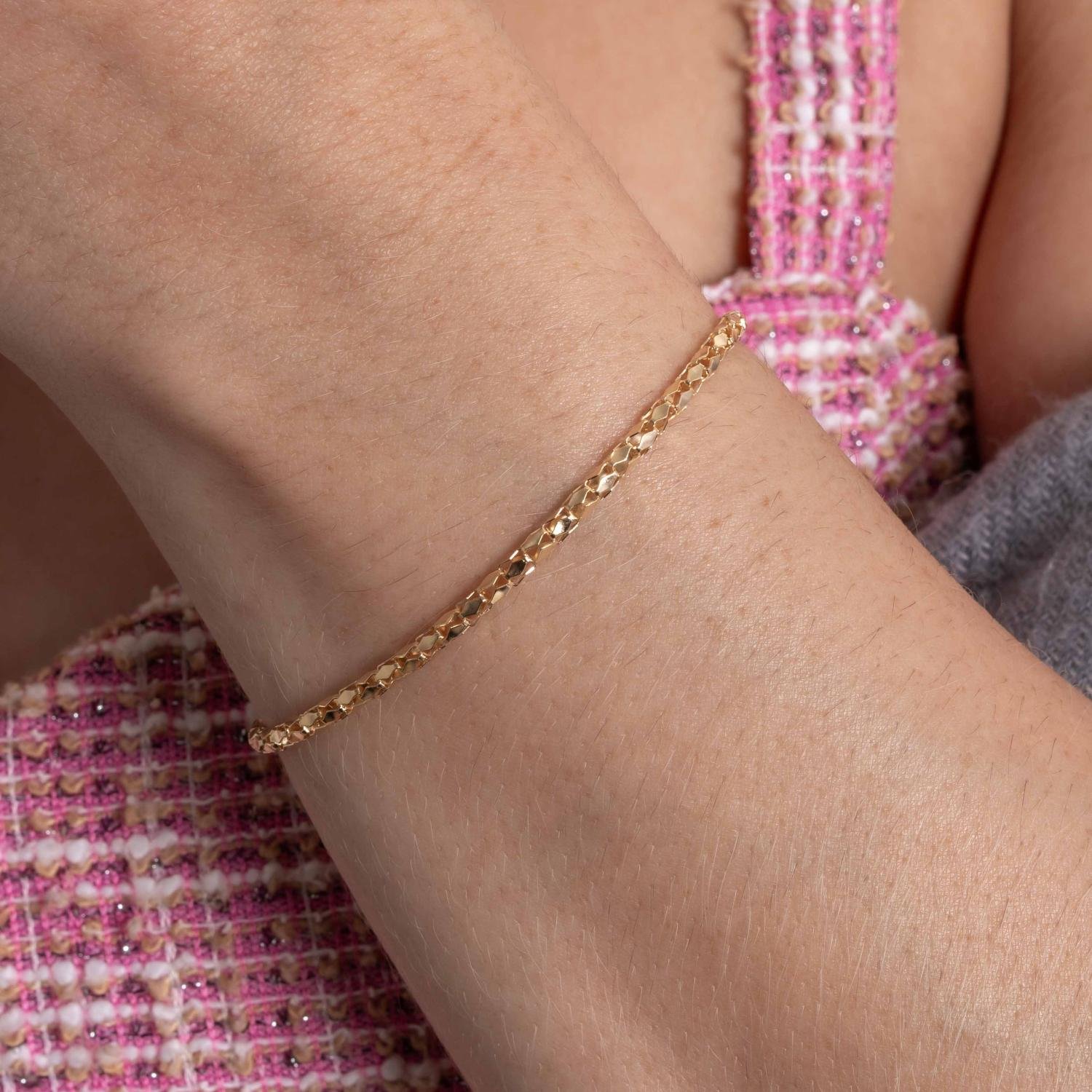 Pst-5373-Fo Pulseira Laminada Diamantada.