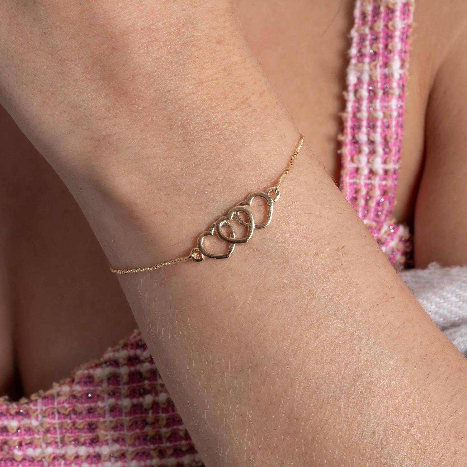 Pst-5374-Fo Pulseira Com Corações Vazados.