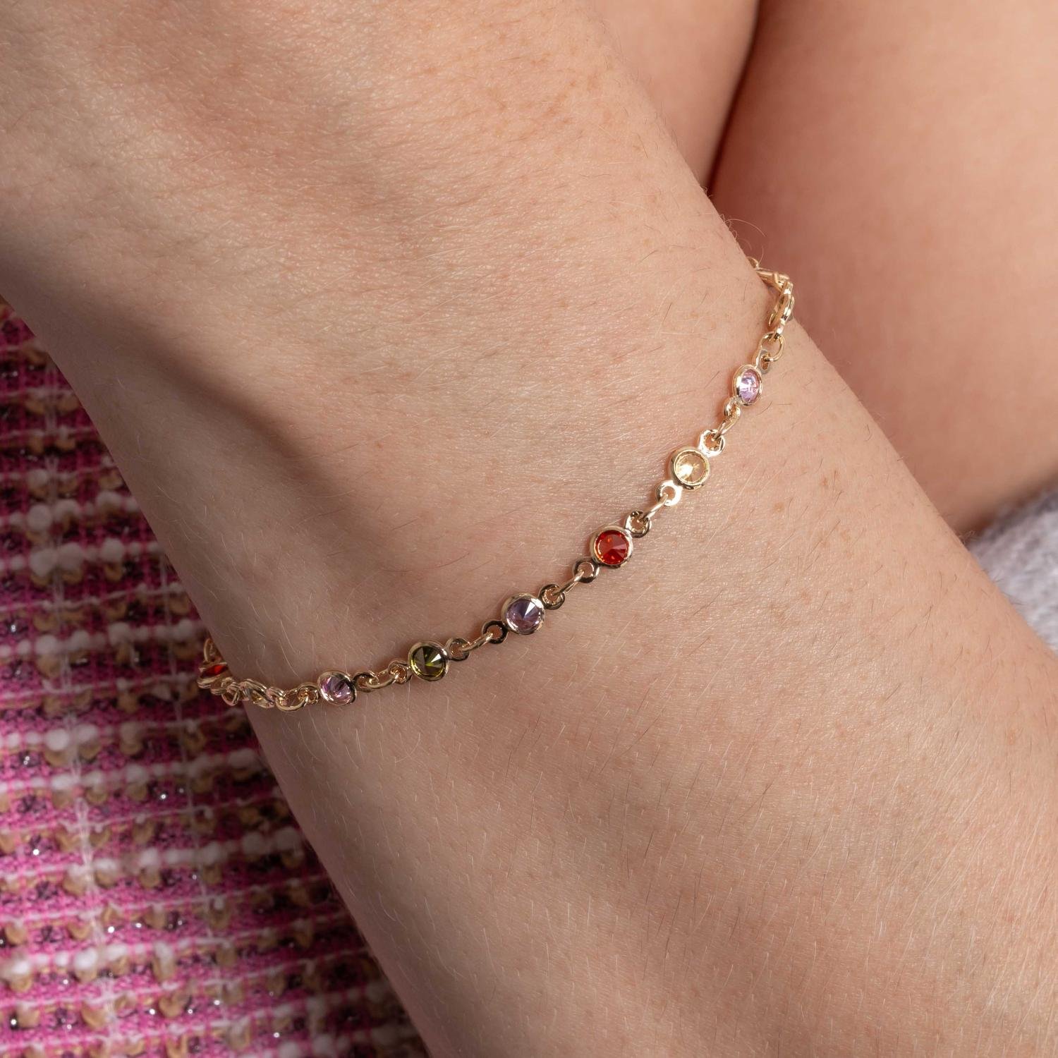 Pst-5377-Fo Pulseira Cravejada De Zircônias Coloridas.
