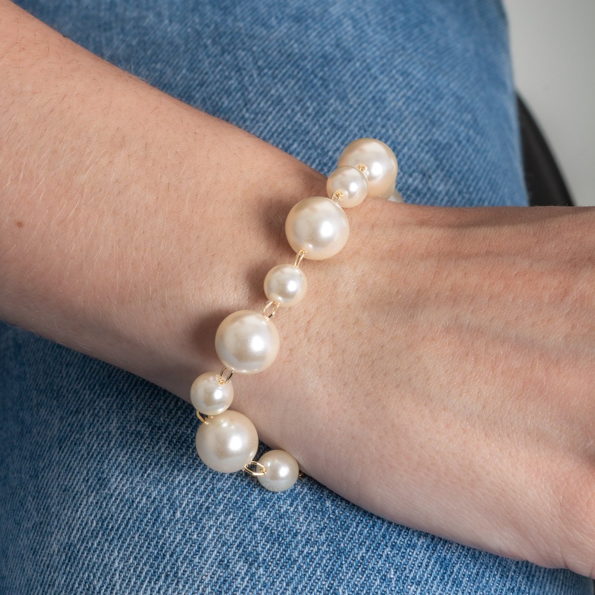 Pst-5388-Fo Pulseira De Pérolas Pequenas E Grandes.