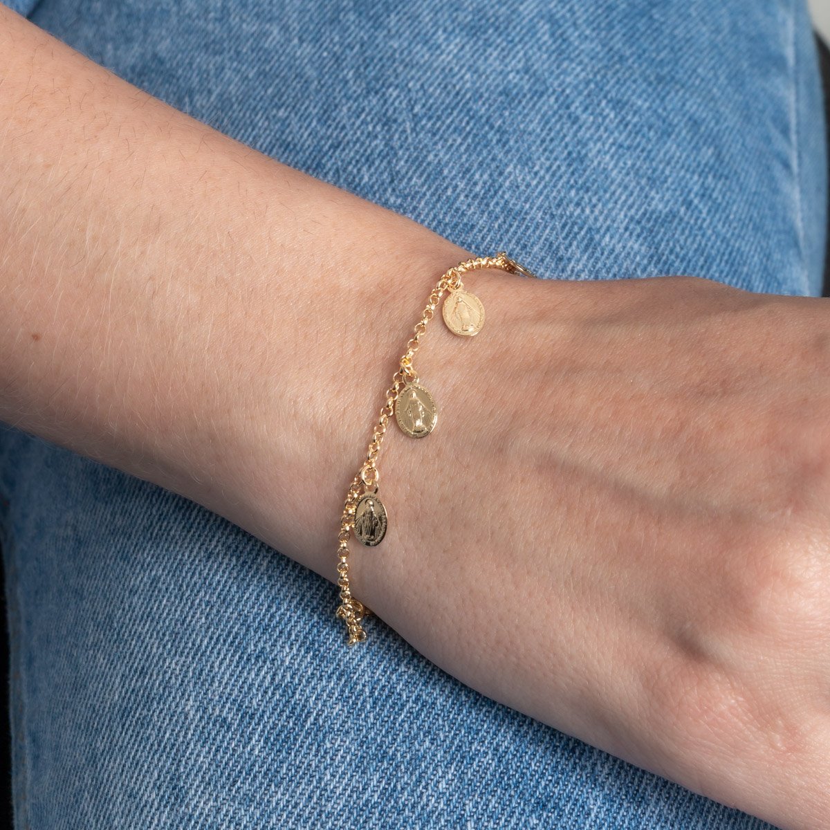 Pst-5392-Fo Pulseira Com Pingentes De Medalhas De Nossa Senhora Das Graças.