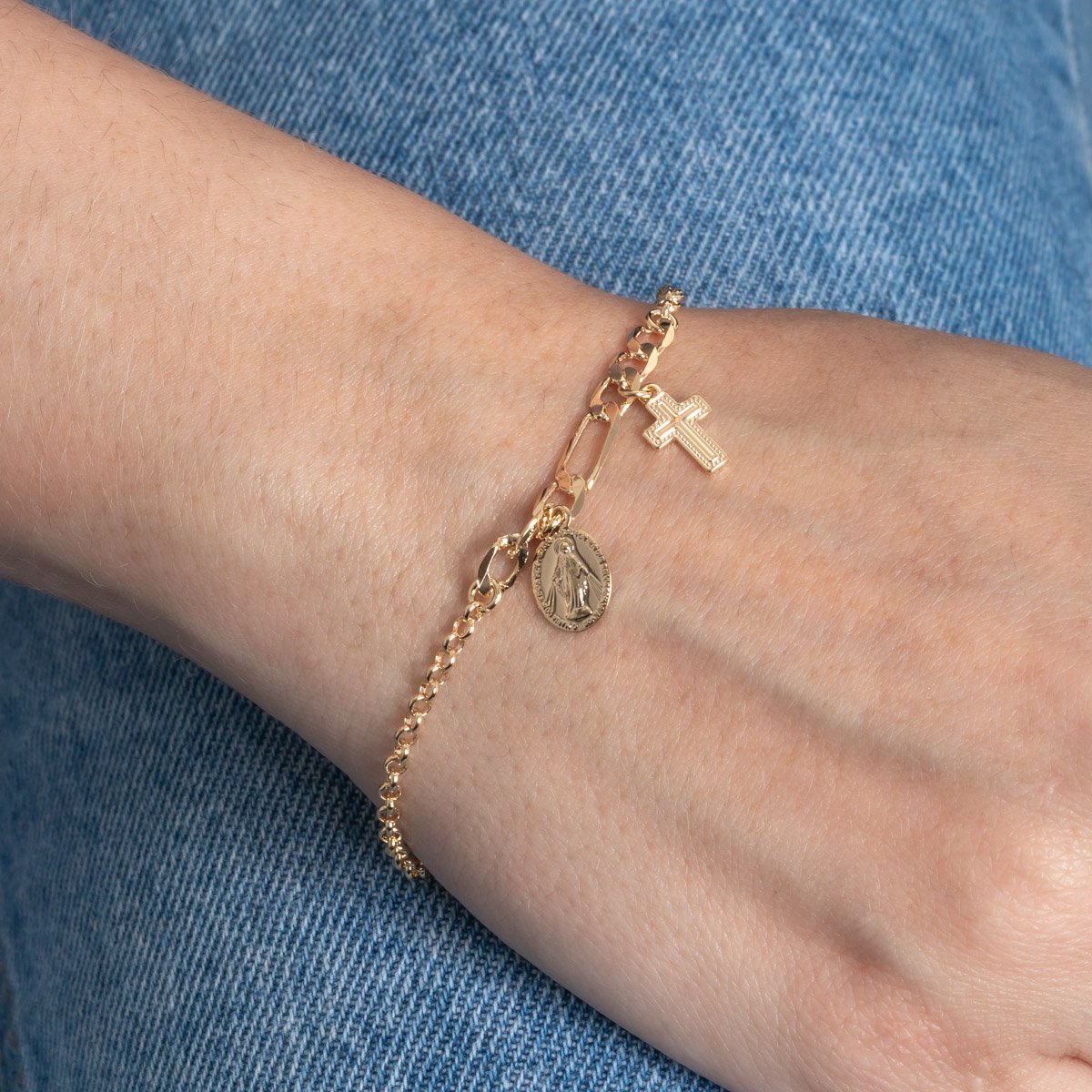 Pst-5393-Fo Pulseira Com Pingente De Medalha De Nossa Senhora Das Graças.