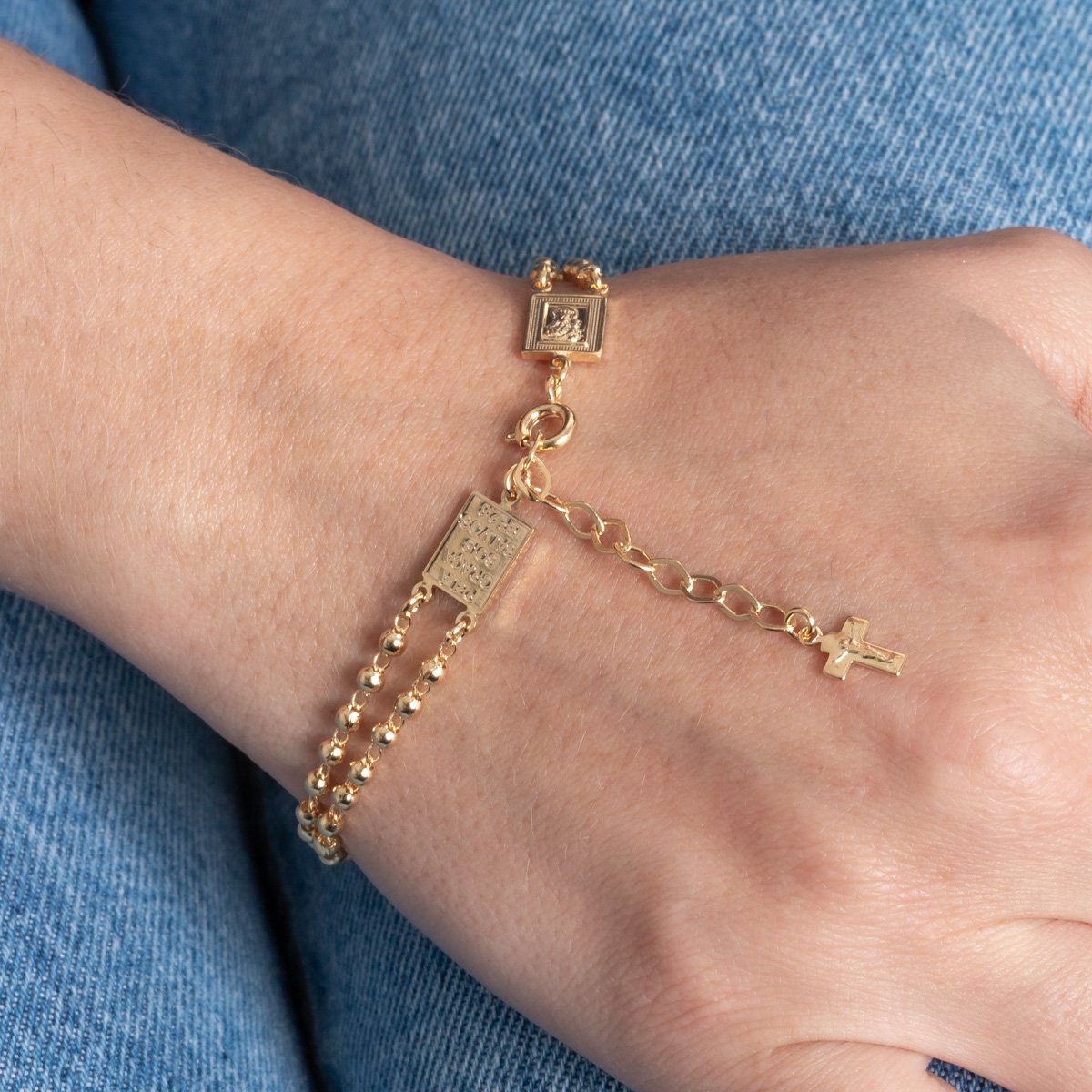 Pst-5407-Fo Pulseira Dupla De Bolinhas Nossa Senhora Do Carmo.