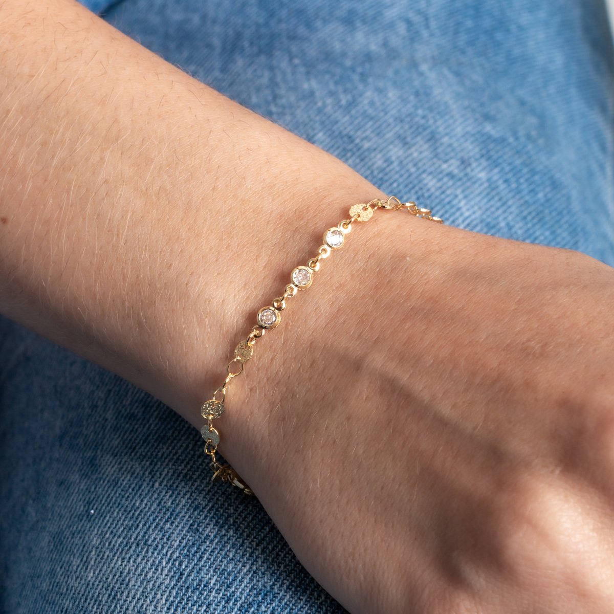 Pst-5422-Fo Pulseira Com Elos De Plaquinhas Achatadas.