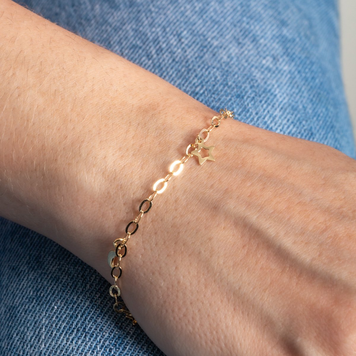 Pst-5424-Fo Pulseira Elinhos Com Pingentes De Luas E Estrelas.