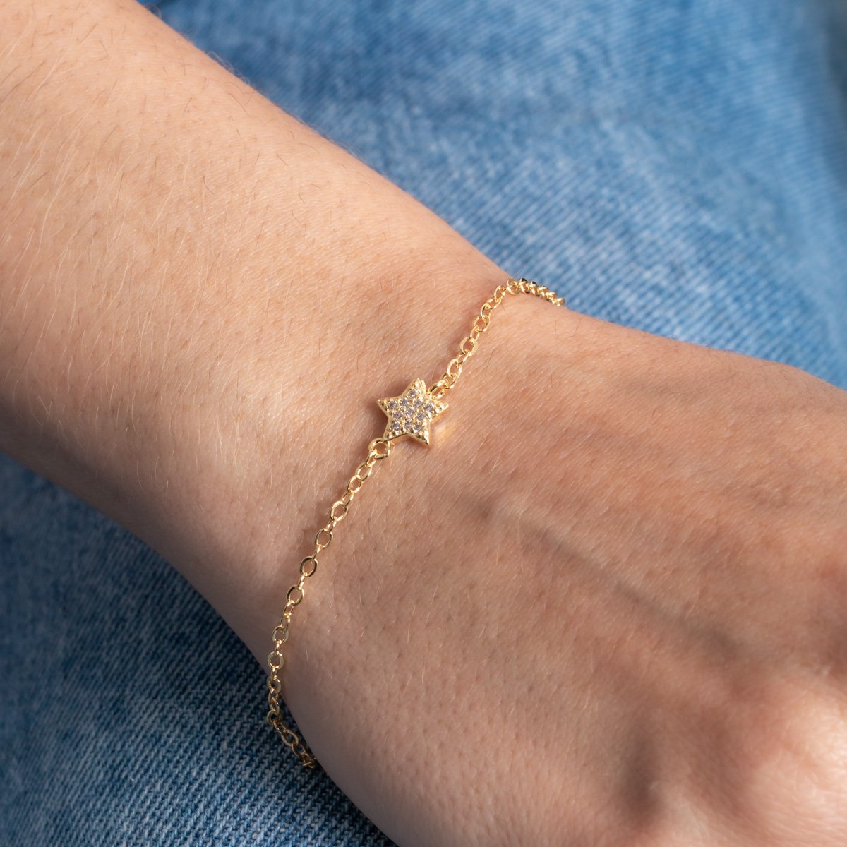 Pst-5430-Fo Pulseira Elinhos Com Estrela Cravejada Cristl.