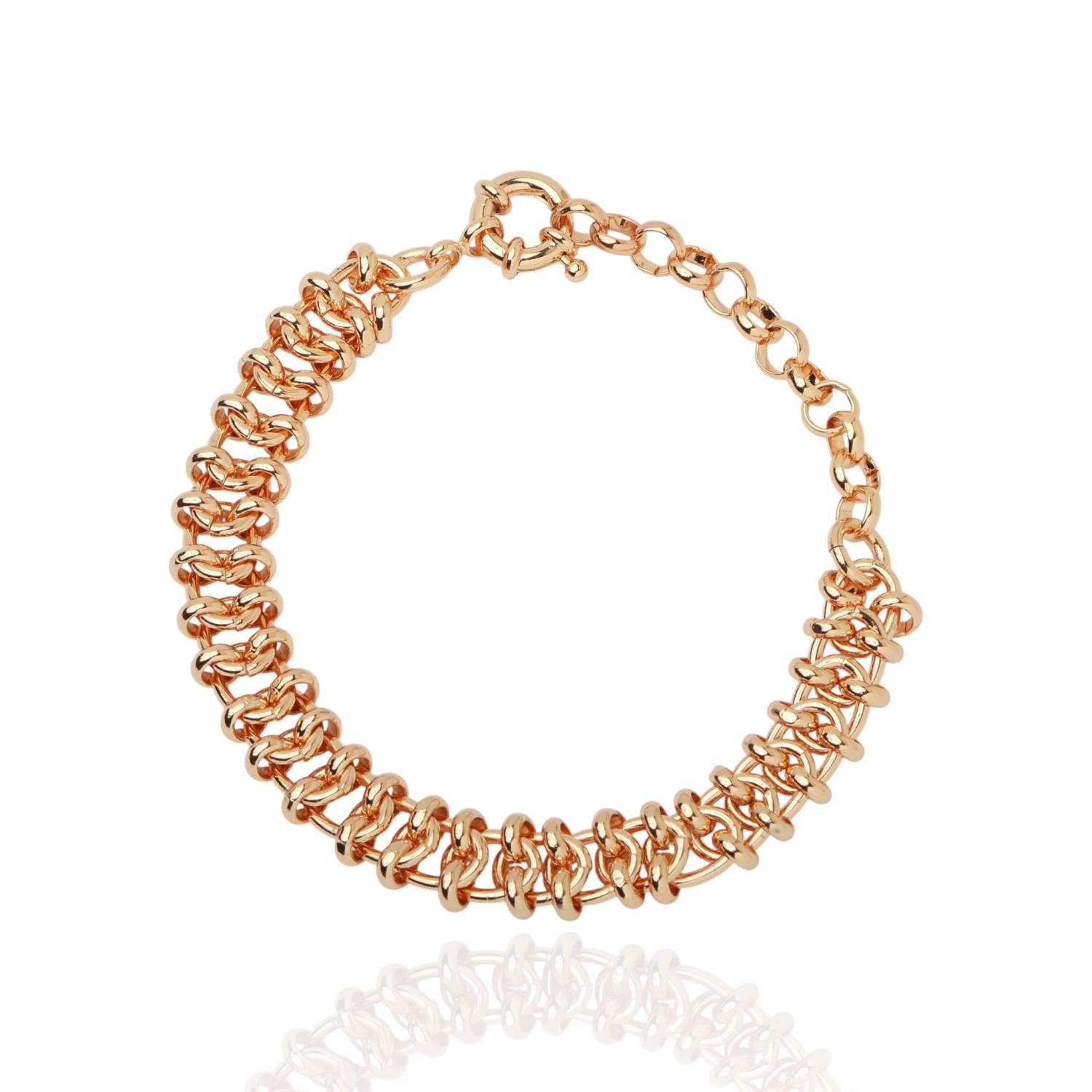 Pst-5594-Fo Pulseira Corrente Elos Robustos Trabalhados Entrelaçados