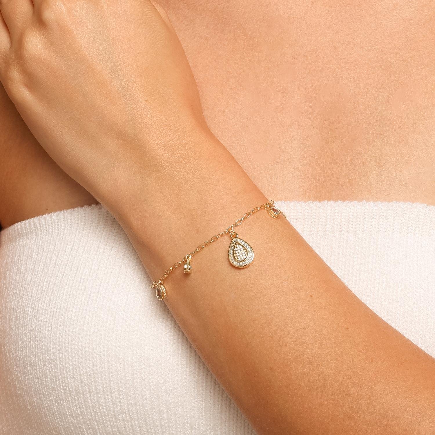 Pst-5618-Fo Pulseira de Gota Cravejada Cristal. 