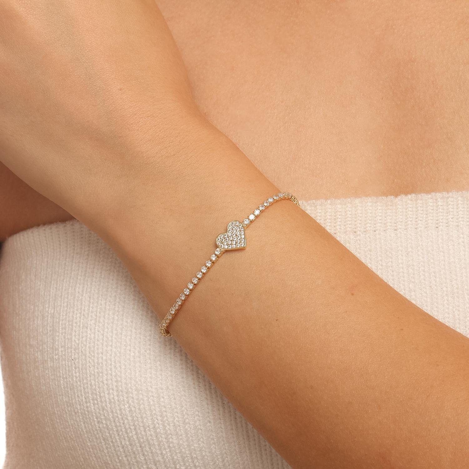 Pst-5629-Fo Pulseira Riviera com Coração Cravejado
