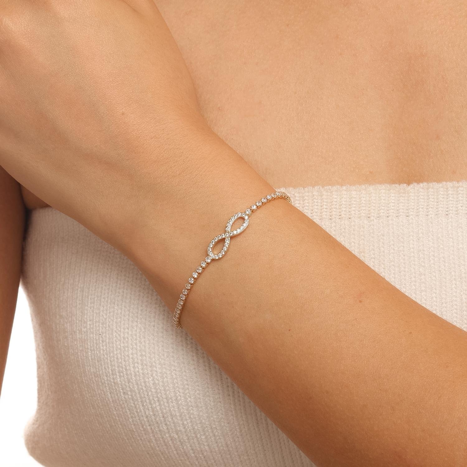 Pst-5632-Fo Pulseira Riviera Delicada com Símbolo Infinito Cravejado