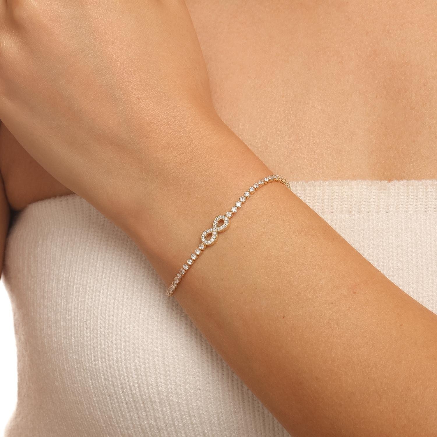 Pst-5636-Fo Pulseira Riviera Delicada com Símbolo Infinito Pequeno Central
