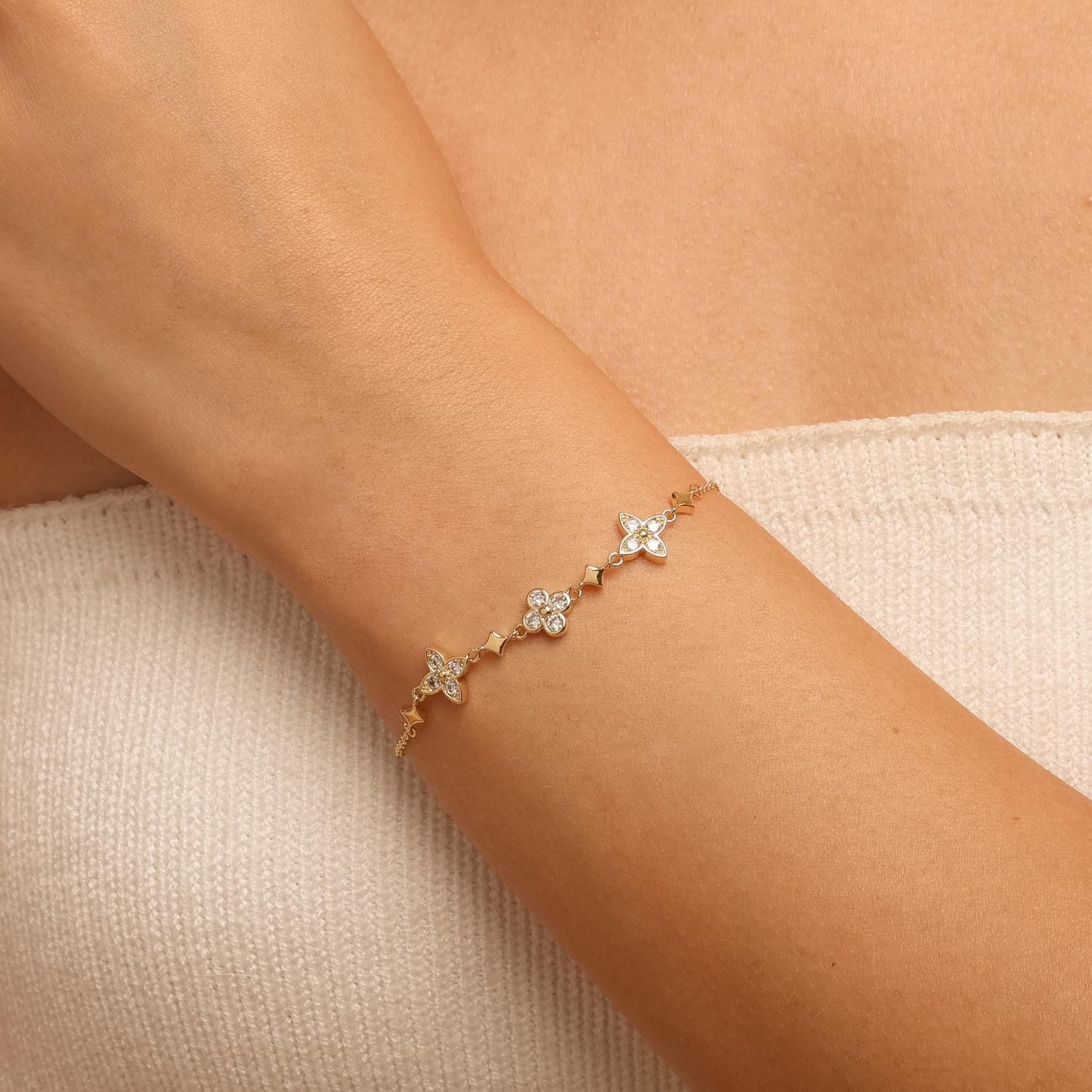 Pst-5638-Fo Pulseira de Trevos Cravejados