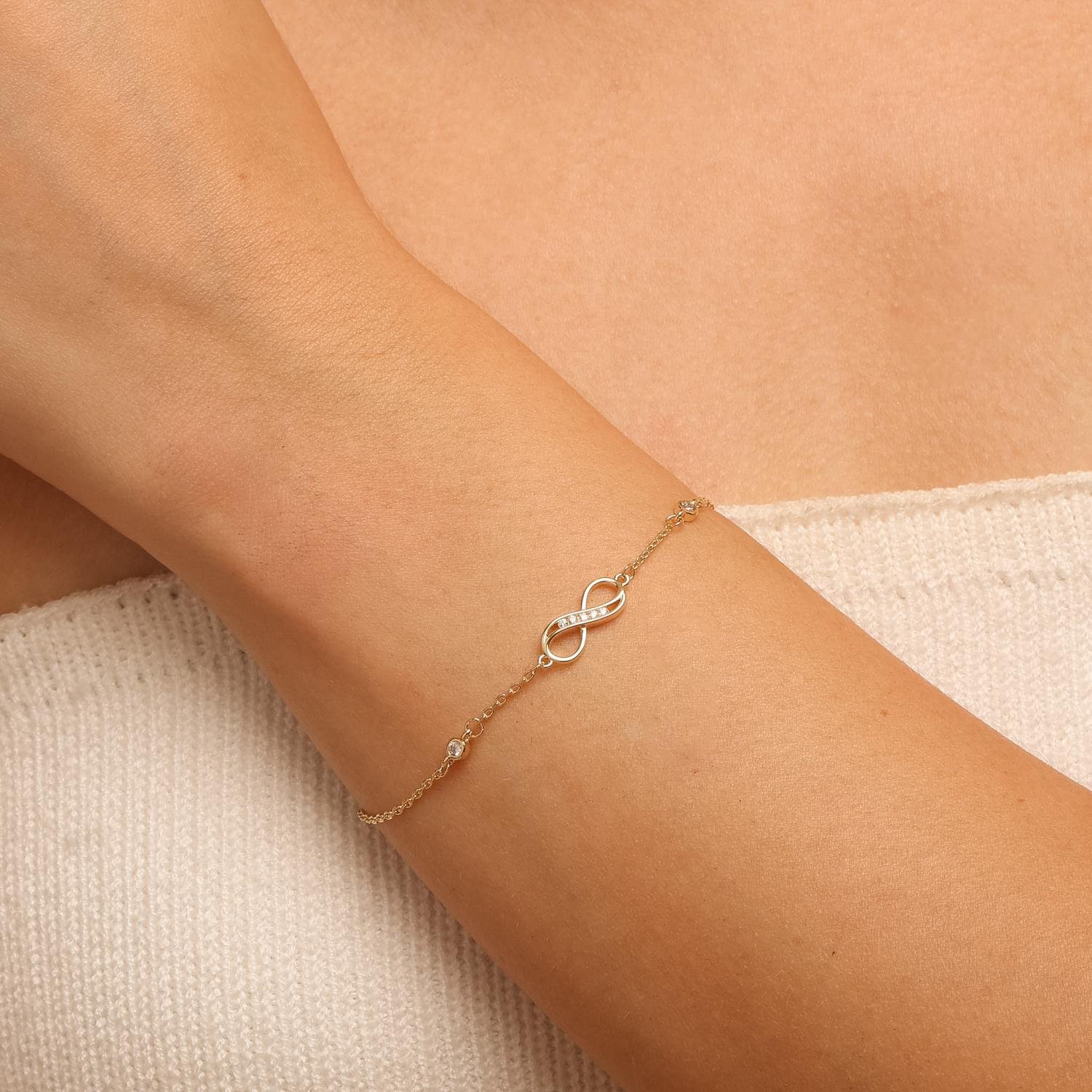 Pst-5653-Fo Pulseira Infinito Central Detalhado e Pontos de Luz