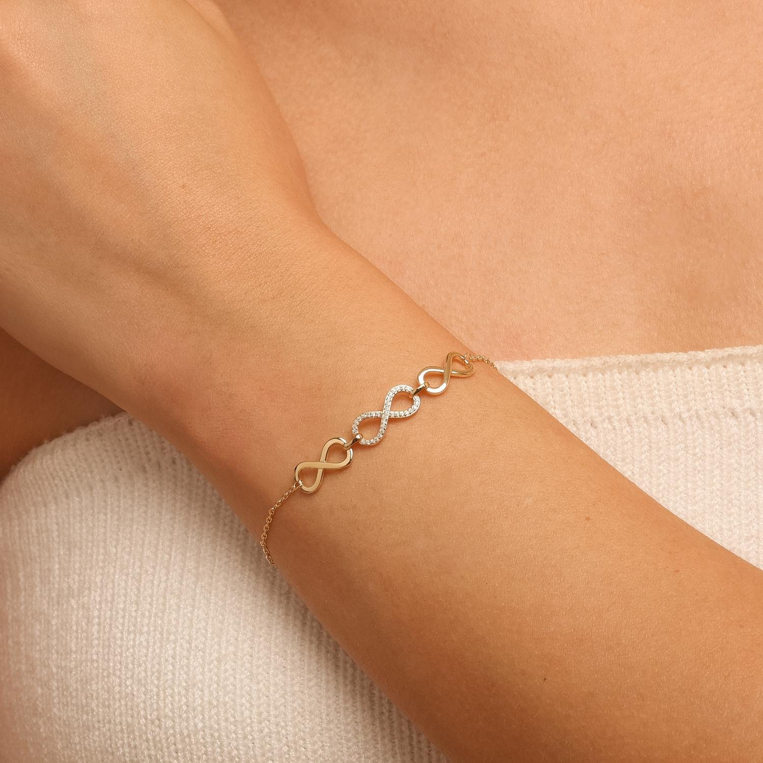 Pst-5656-Fo Pulseira Feminina Trio de Infinitos 
