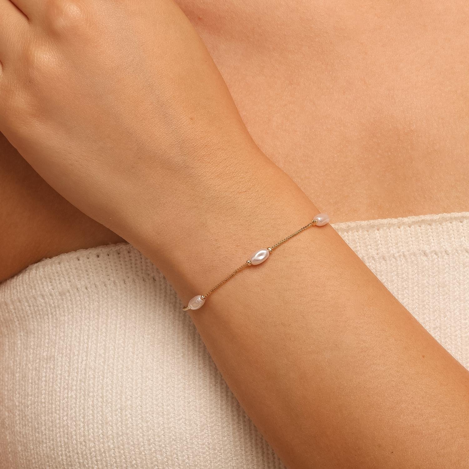 Pst-5666-Fo Pulseira Delicada com Pérolas Ovais