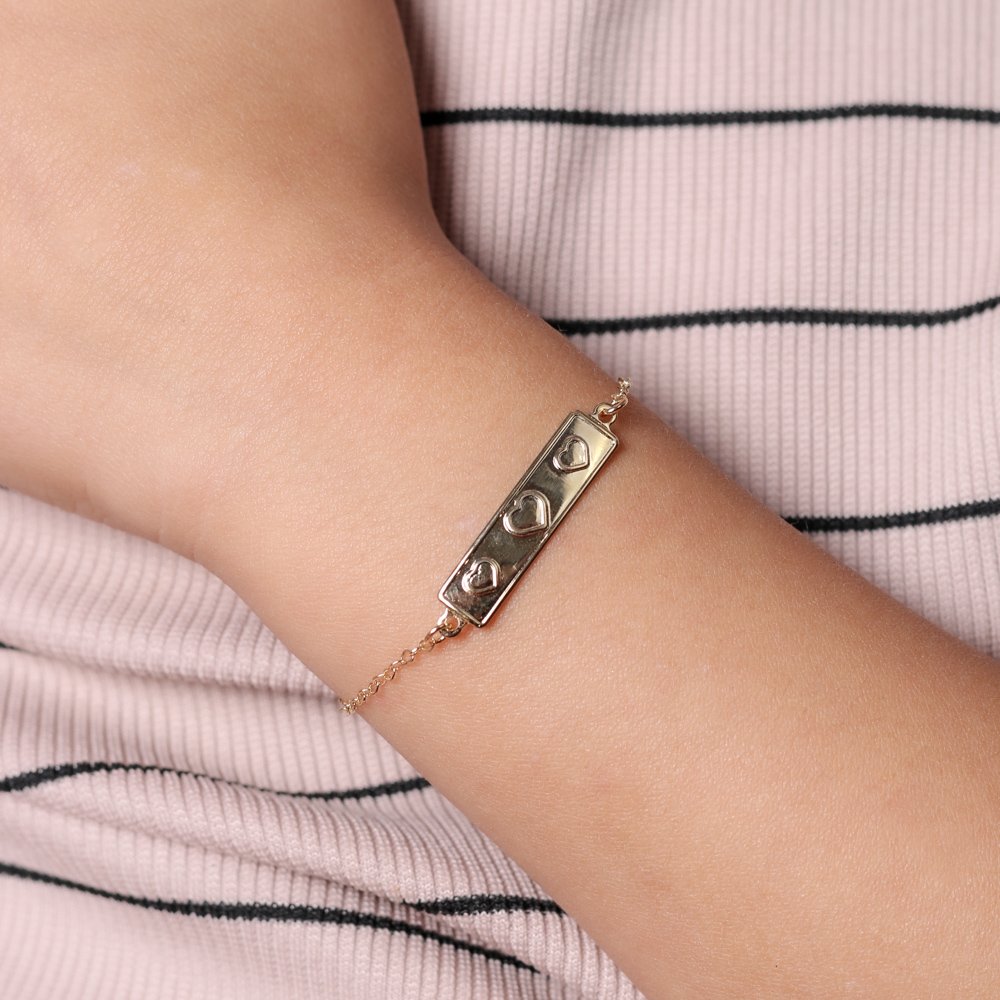 Psti-150-Fo Pulseira Baby Plaquinha Com Corações