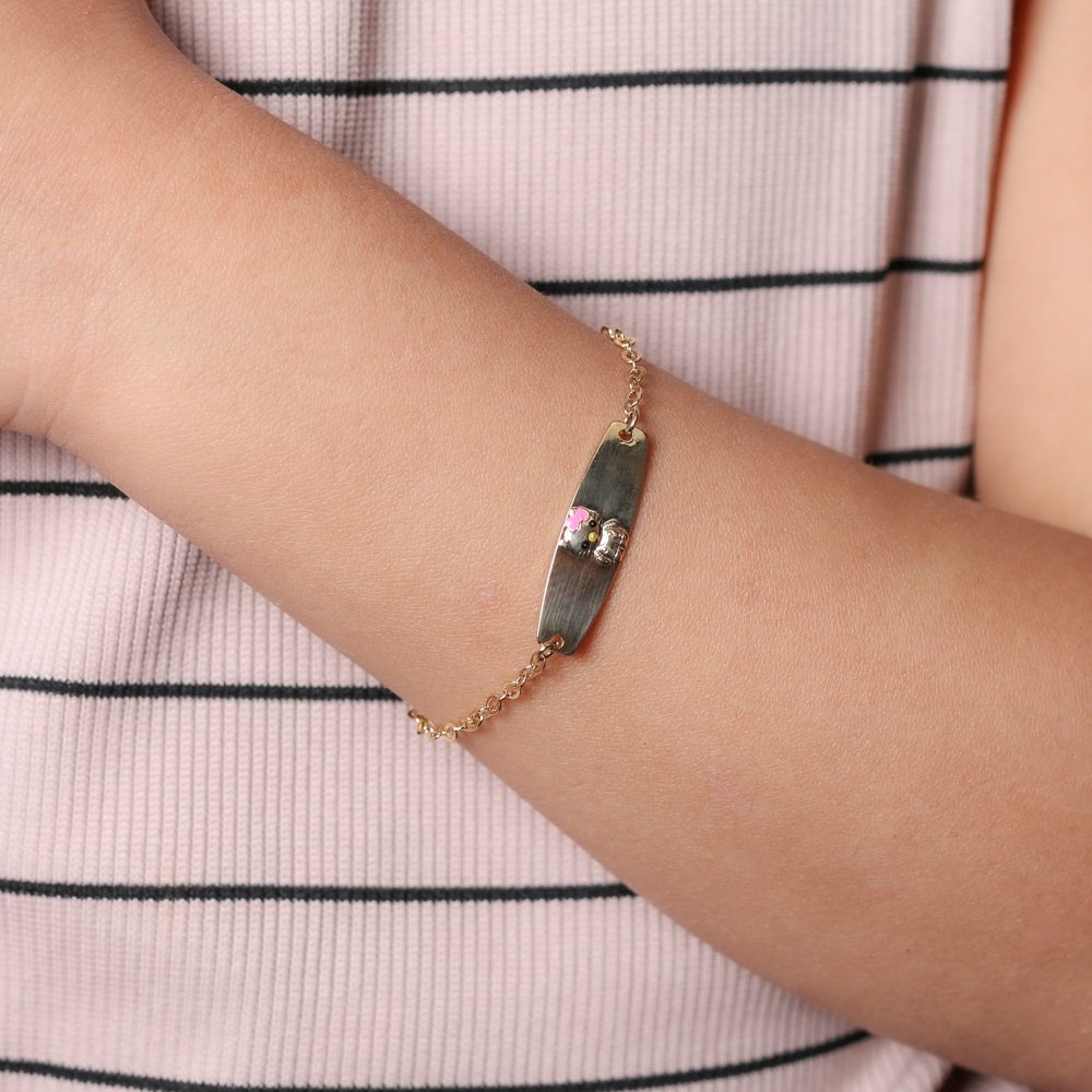 Pst-1530-Fo - Pulseira Infanil Chapa Esmaltado
