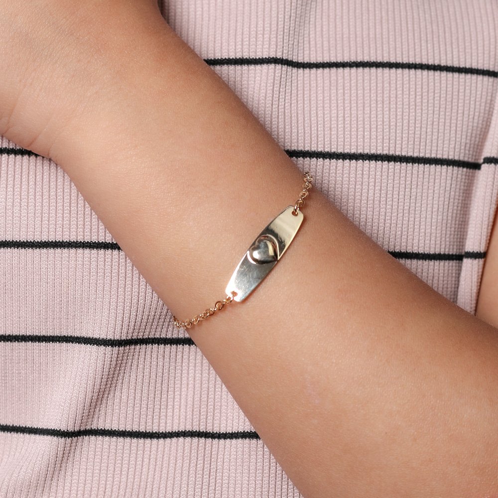 Pst-1533-Fo Pulseira Infantil De Plaquinha E Coração