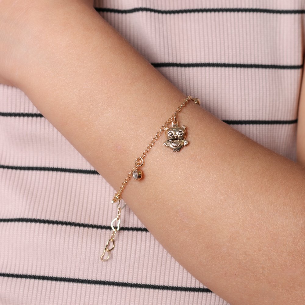 Pst-1552-Fo - Pulseira Infantil Corujinhas E Ponto De Luz