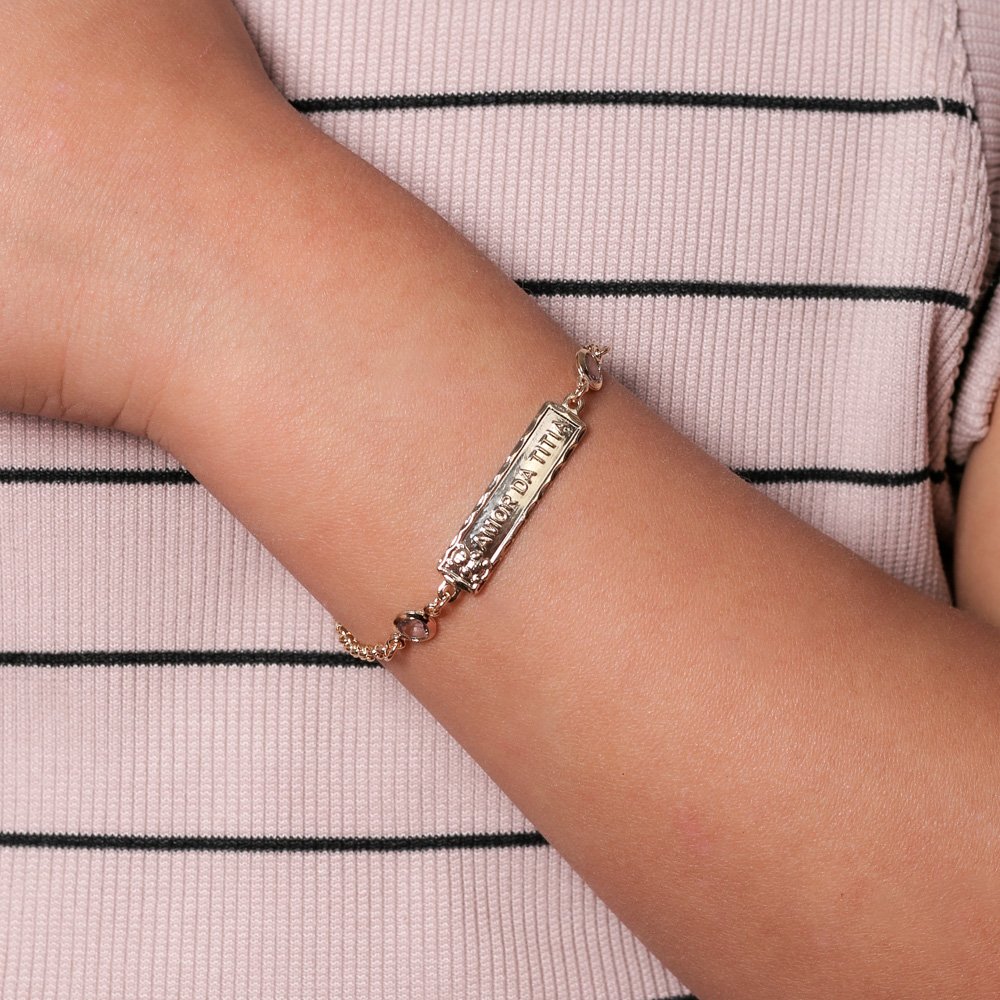 Psti-157-Fo Pulseira Baby Escrito Amor Da Titia Com Zircônias Cristal