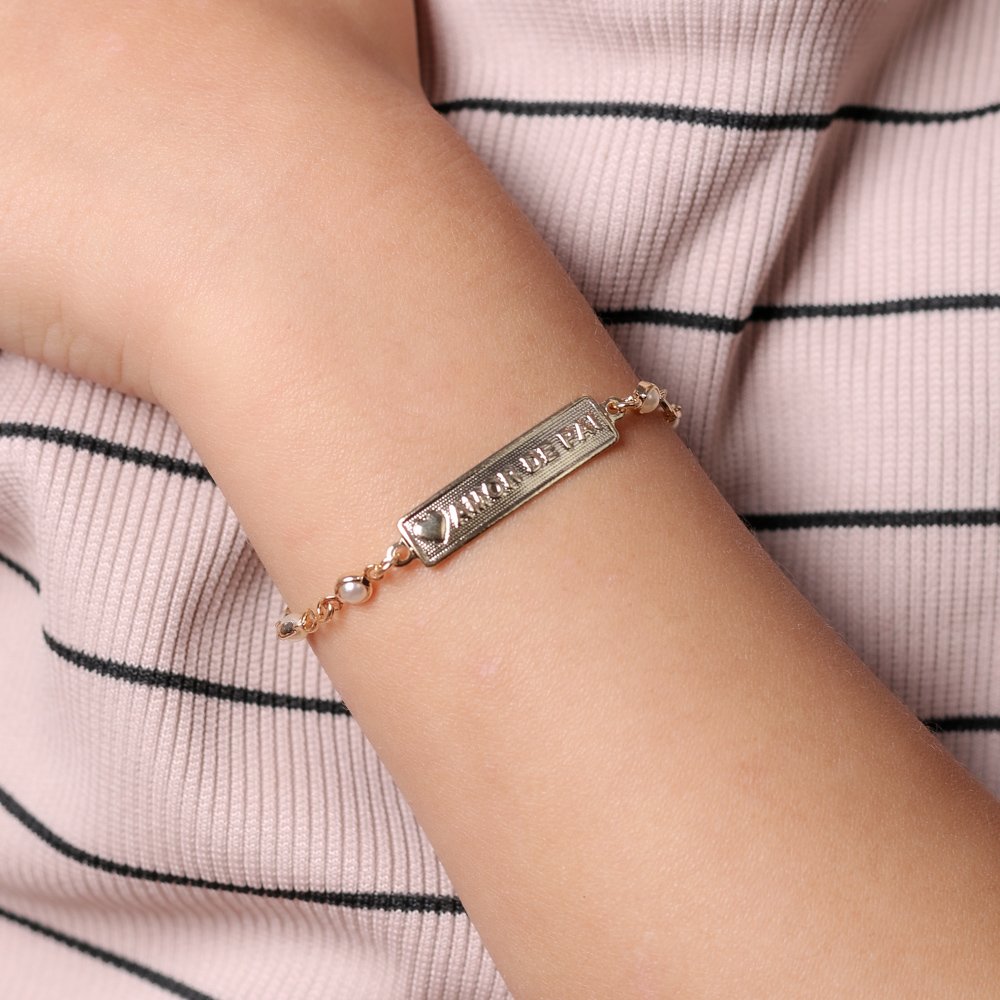 Psti-159-Fo Pulseira Baby Com Pérolas E Escrito Amor De Pai